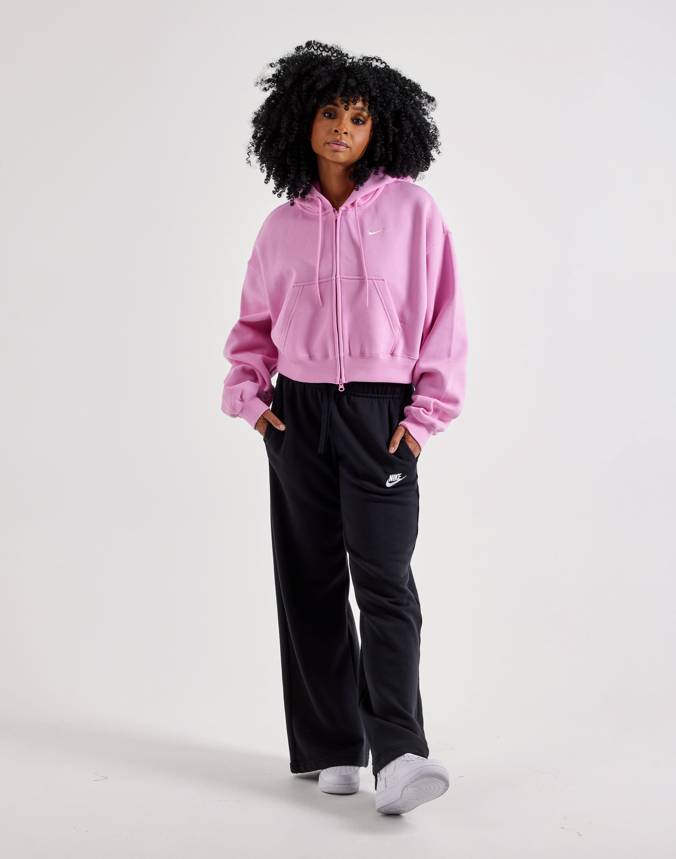Photo of Nike Studio Fleece Medium-Weight Cropped Full-Zip Hoodie