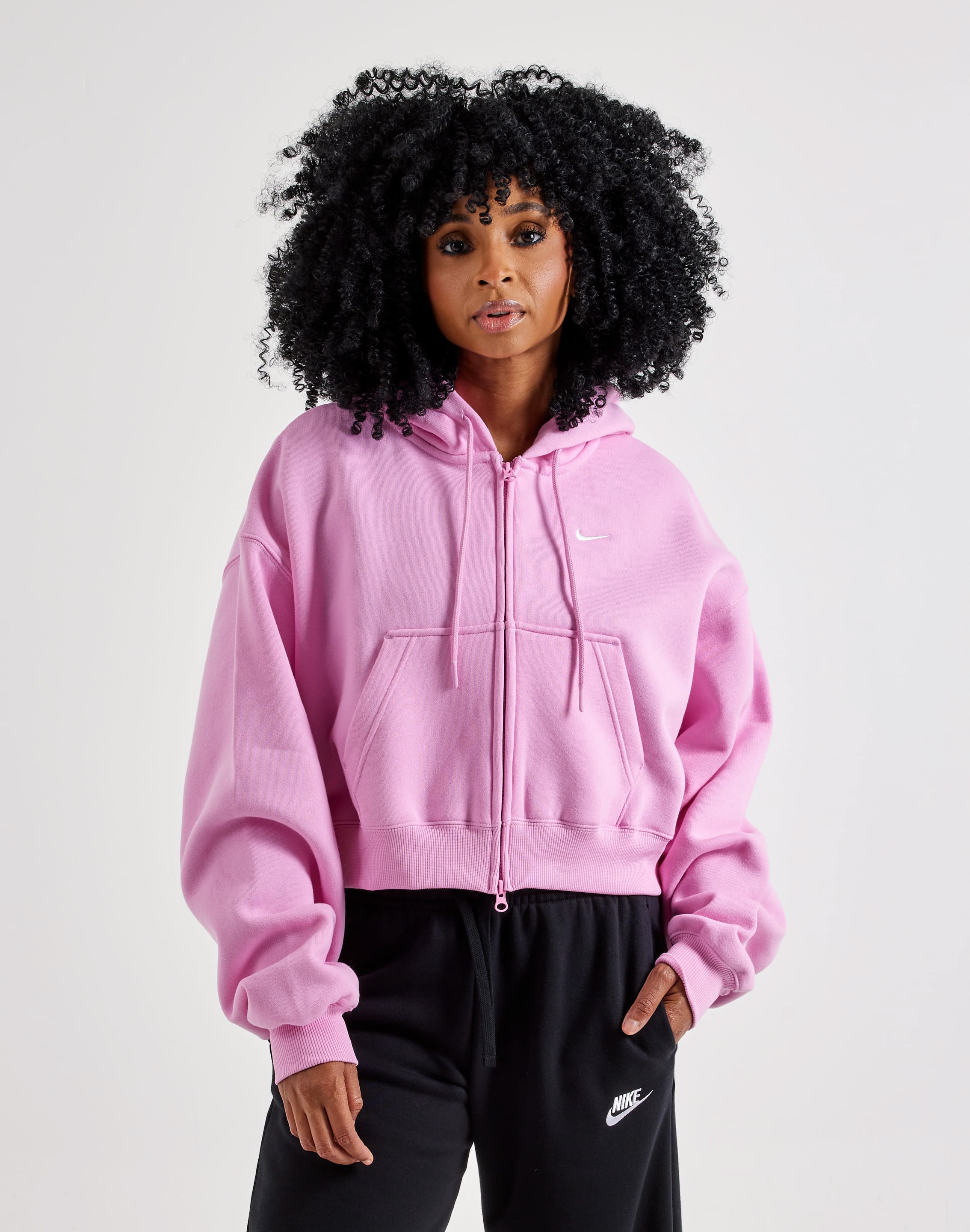 Photo of Nike Studio Fleece Medium-Weight Cropped Full-Zip Hoodie