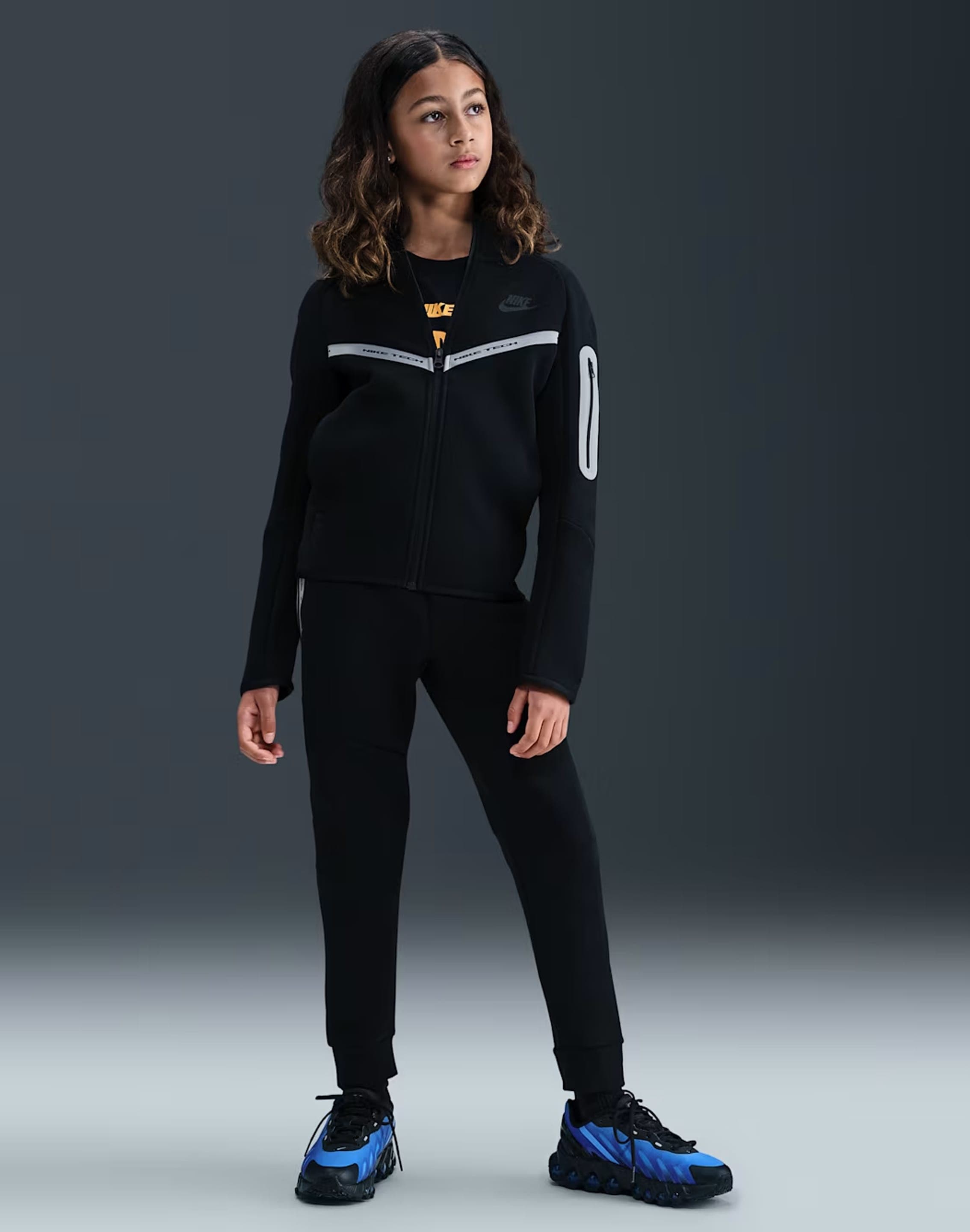 トップス nike tech fleece reflector kids Nike Sportswear Tech Fleece Big Kids Reflective Hoodie Brown