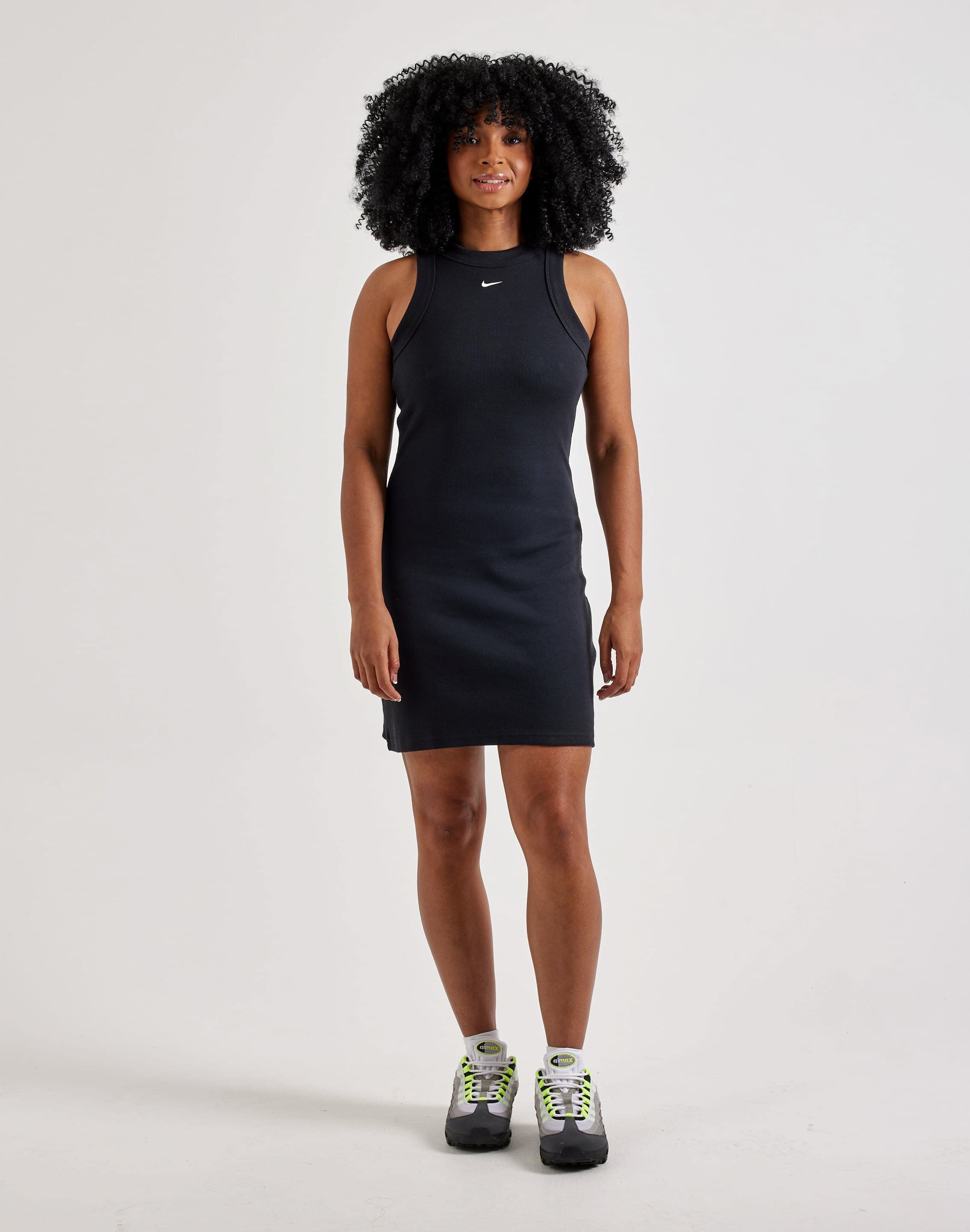 Women's Nike Sportswear Chill Knit Ribbed Tank Dress Large Black/Sail Women's Nike Sportswear Chill Knit Ribbed Tank Dress Large Black/Sail