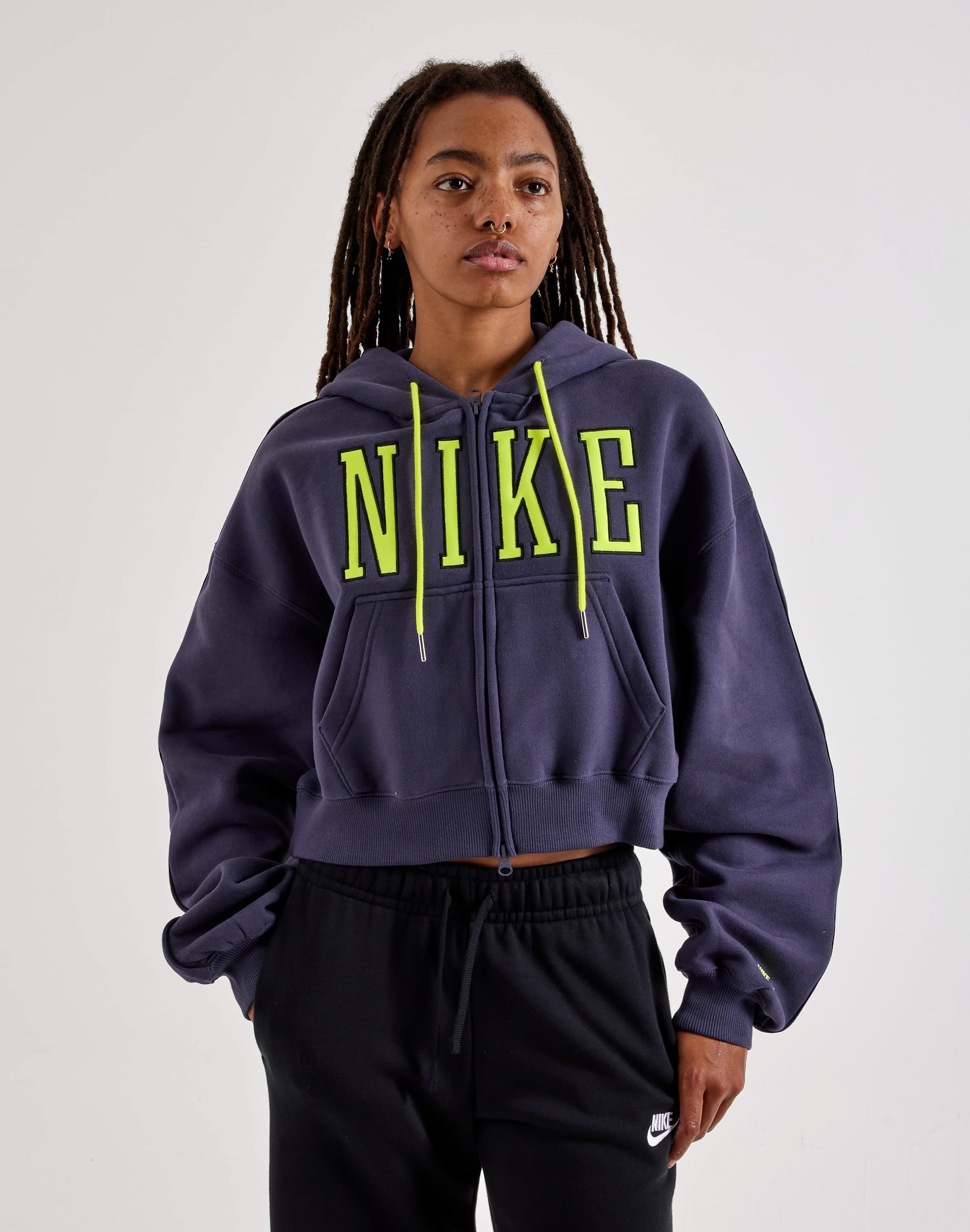 Nike Studio Fleece Cropped Full-Zip Hoodie, image 1 of 4