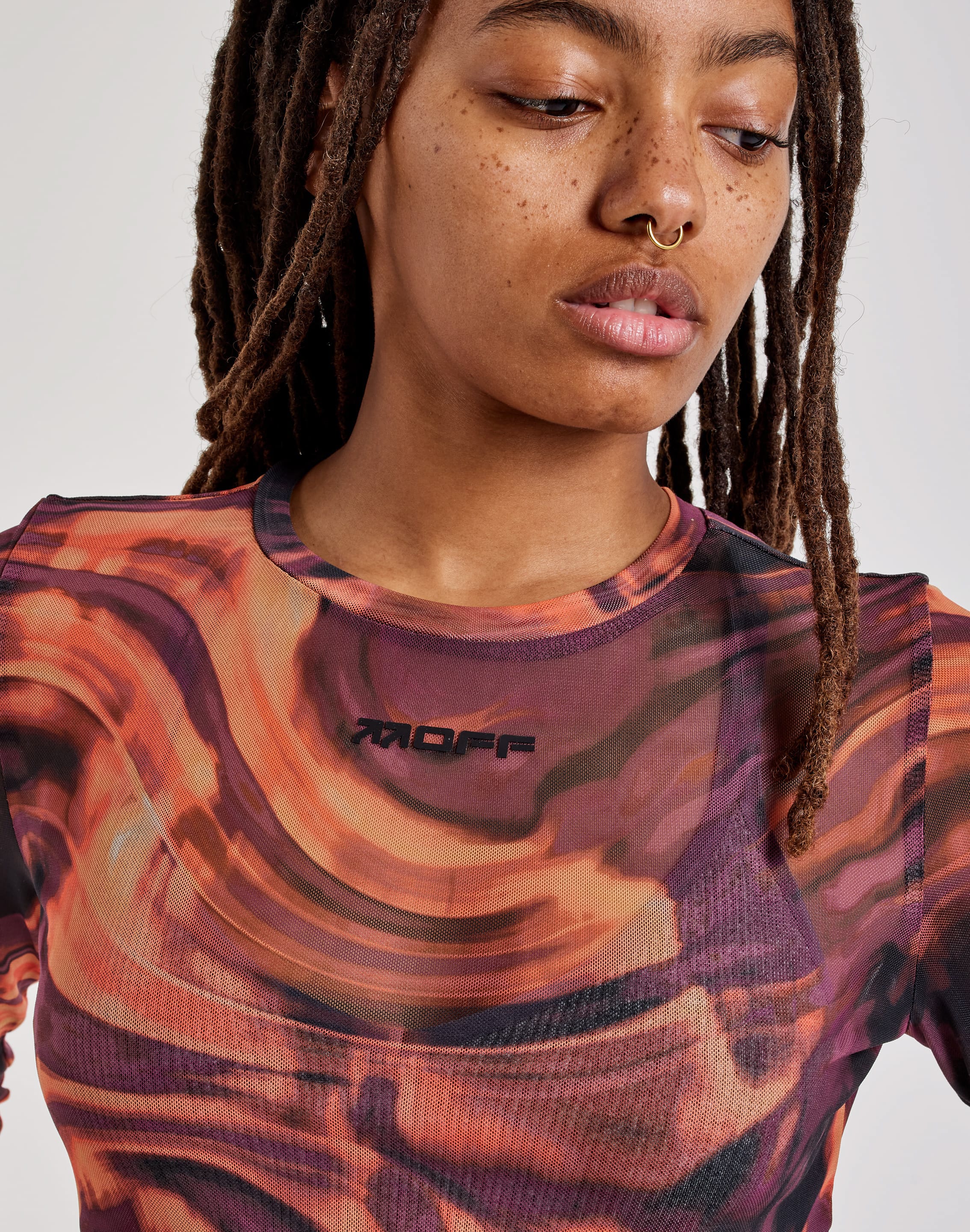 Photo of Off-White L/AB Fitted Mesh Knit Long-Sleeve Top