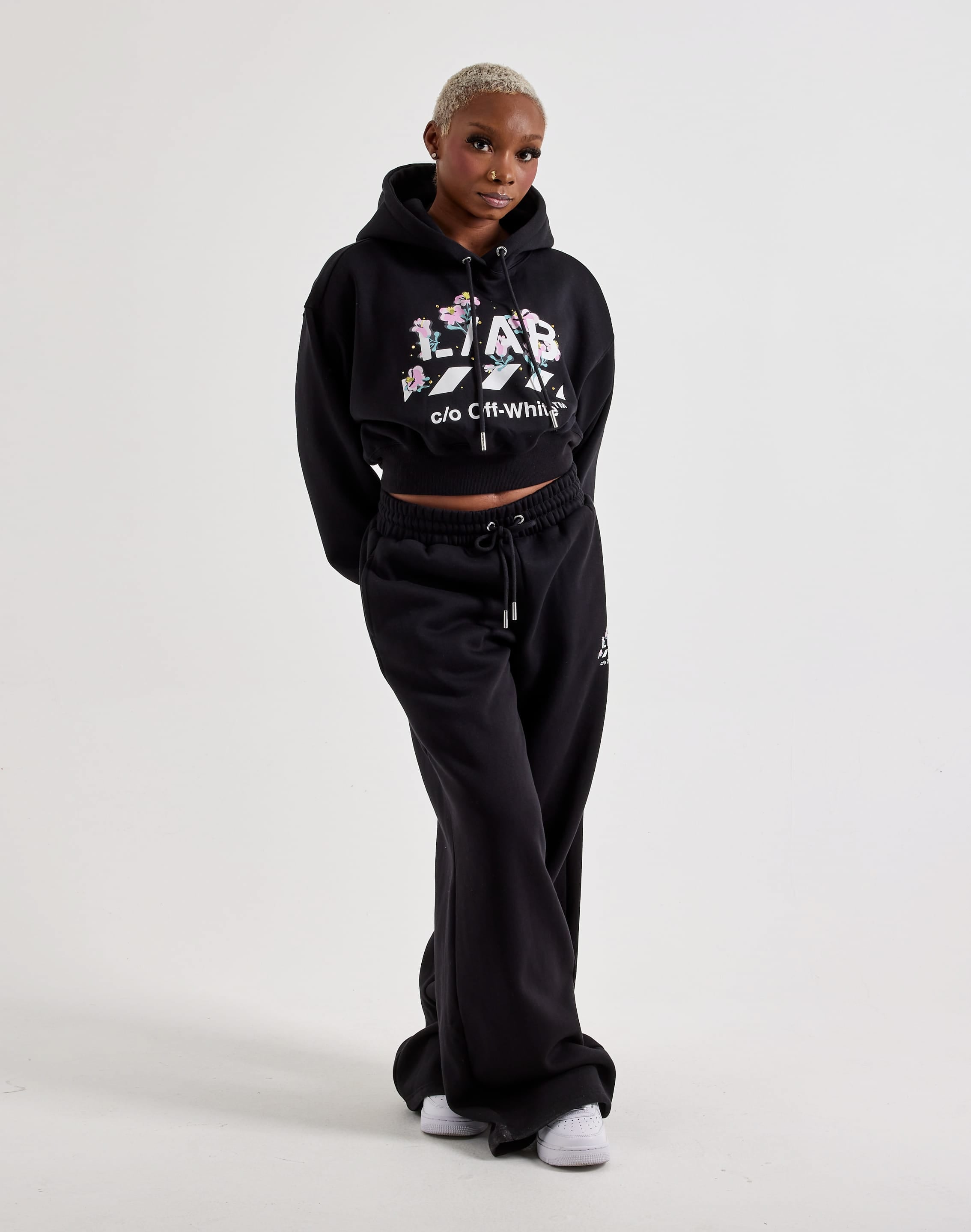 Photo of Off-White L/AB Floral Cropped Fleece Hoodie