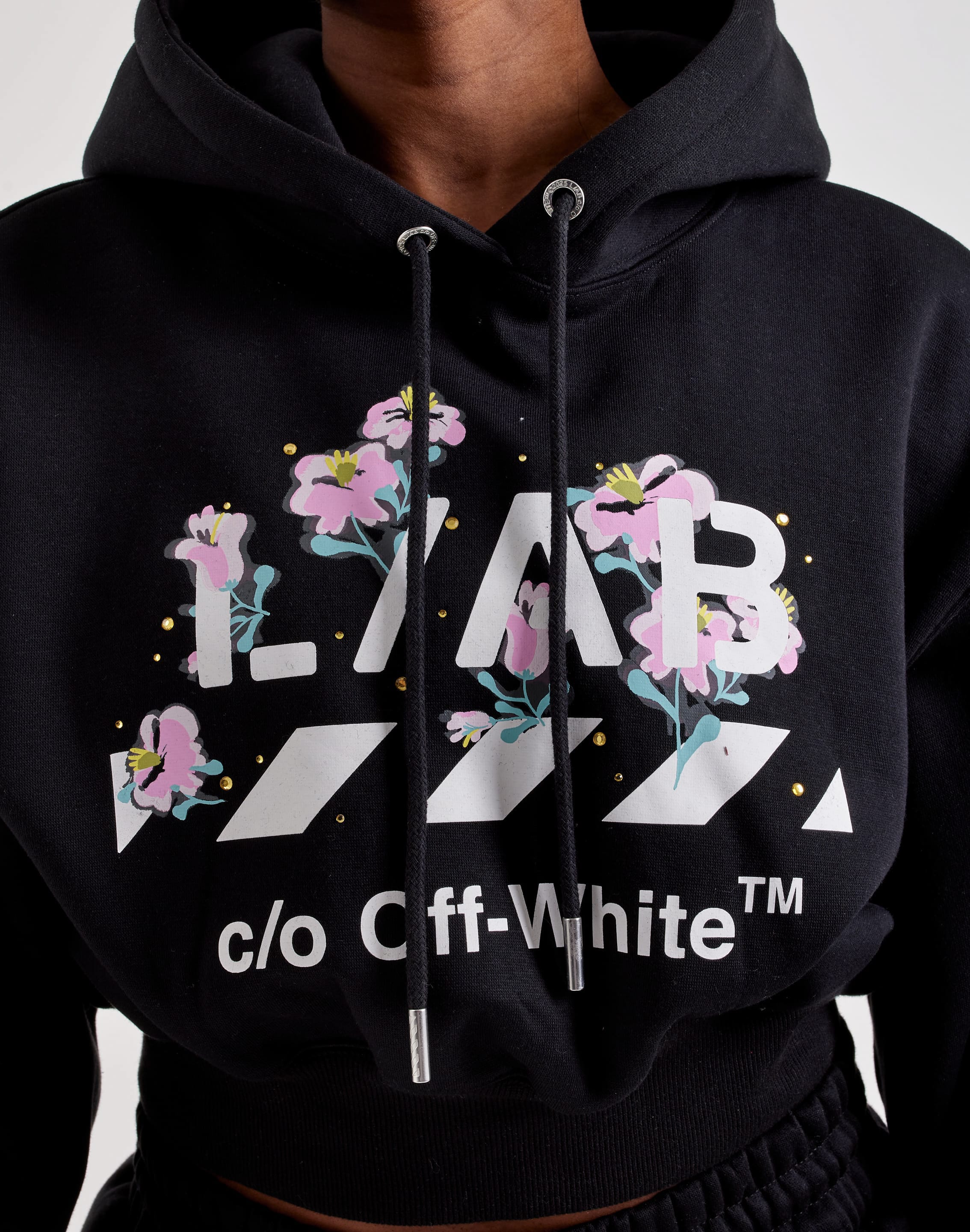 Photo of Off-White L/AB Floral Cropped Fleece Hoodie