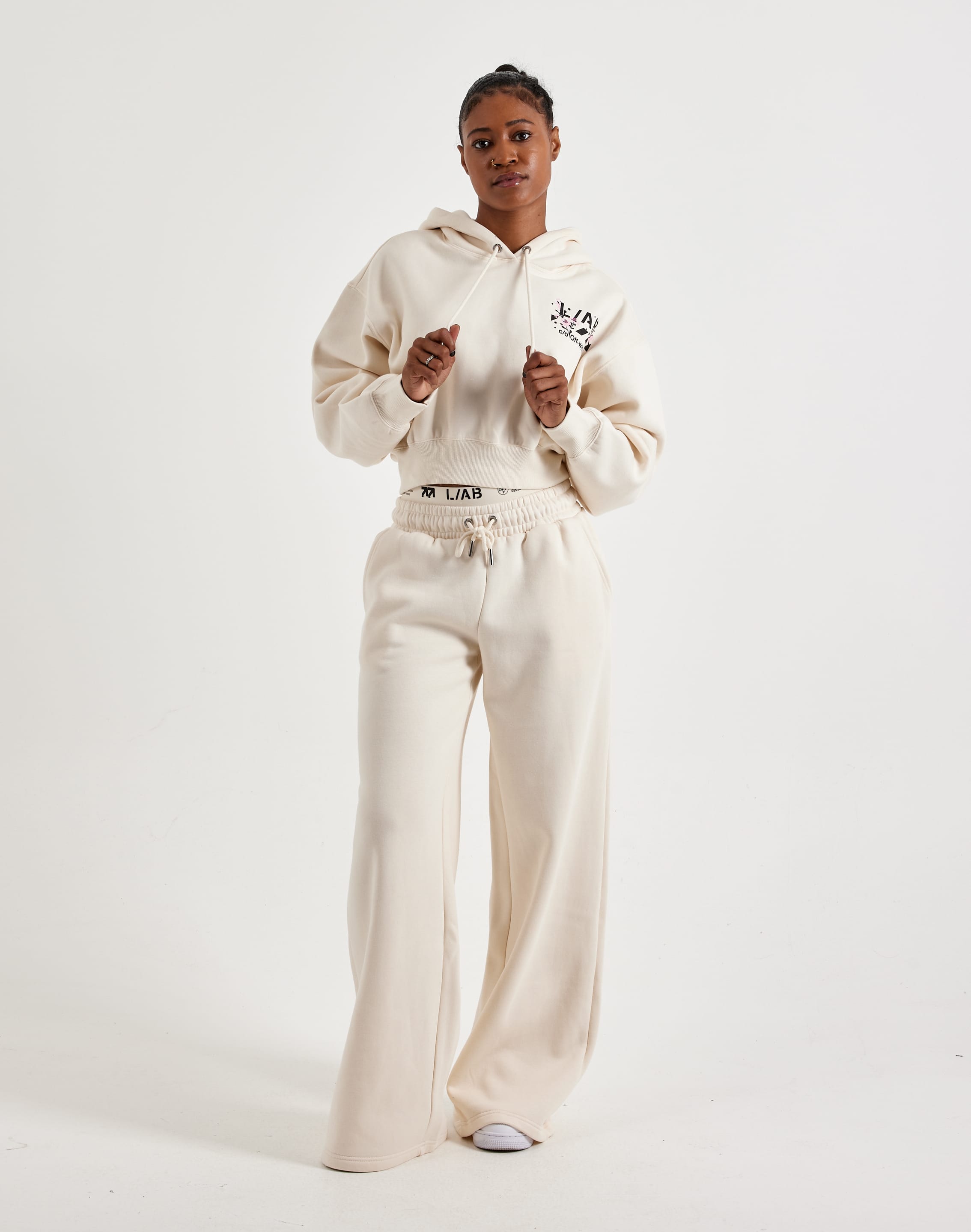 Photo of Off-White L/AB Floral Cropped Fleece Hoodie
