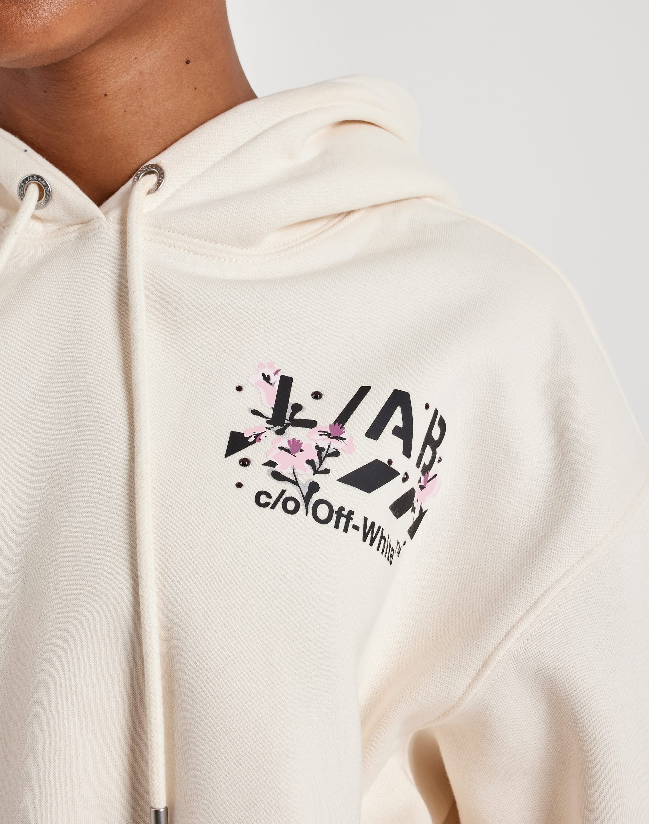 Photo of Off-White L/AB Floral Cropped Fleece Hoodie