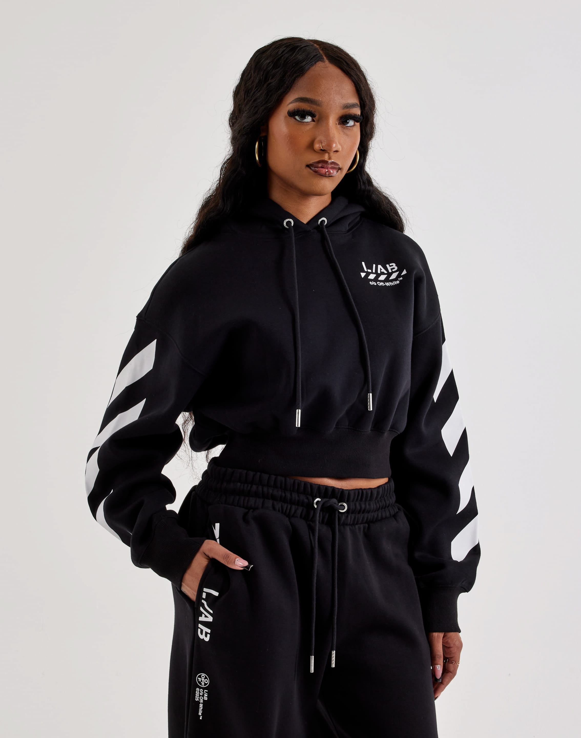 Off-White L/AB Cropped Fleece Hoodie, image 1 of 4