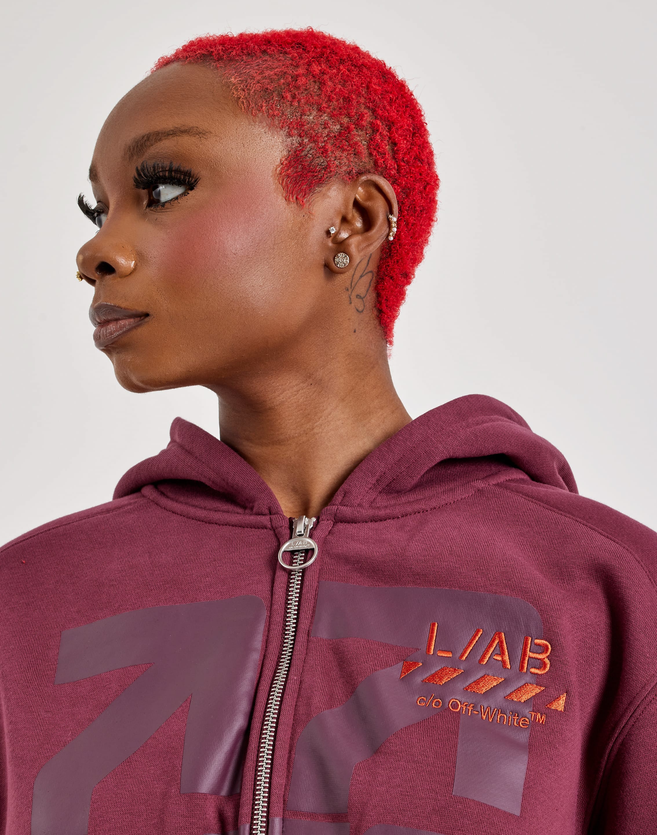 Off-White L/AB Cropped Boxy Full-Zip Fleece Hoodie, image 2 of 4