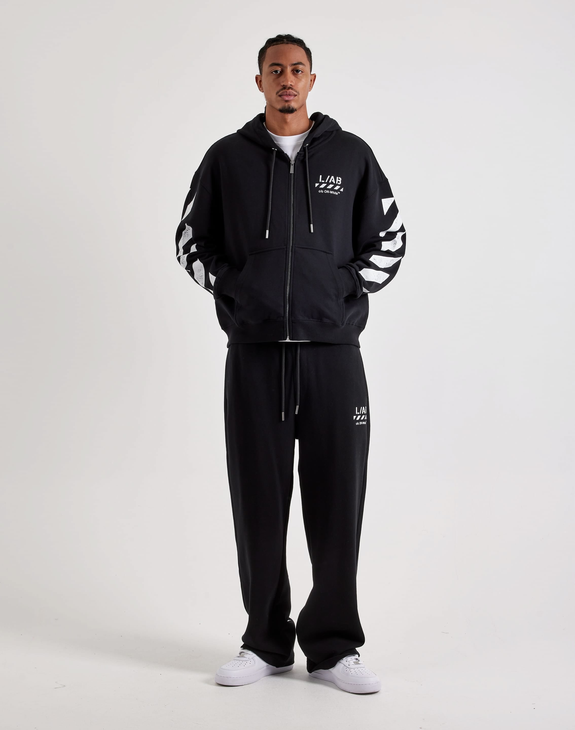 Photo of Off-White L/AB Diagonal Full-Zip Fleece Hoodie