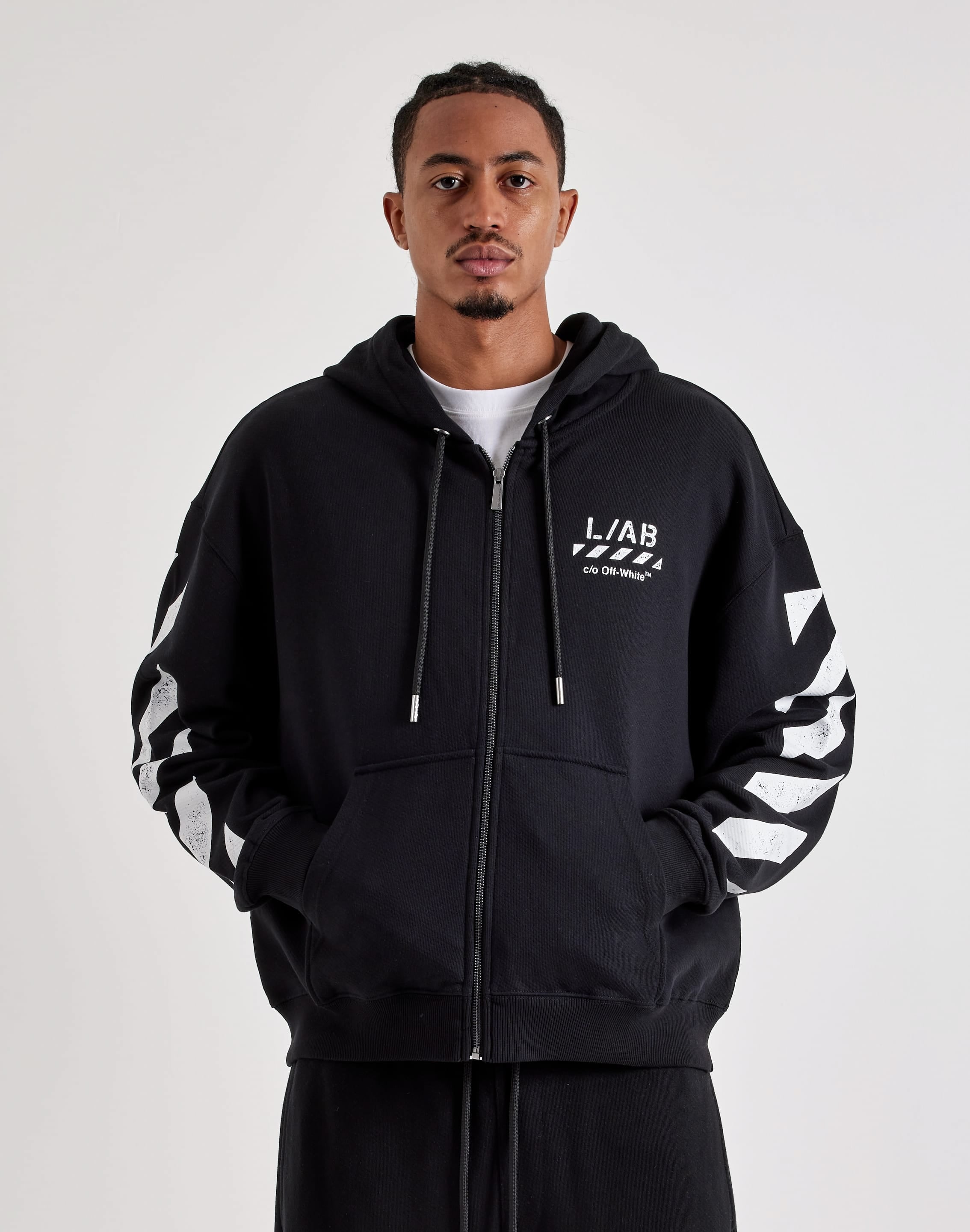 Photo of Off-White L/AB Diagonal Full-Zip Fleece Hoodie