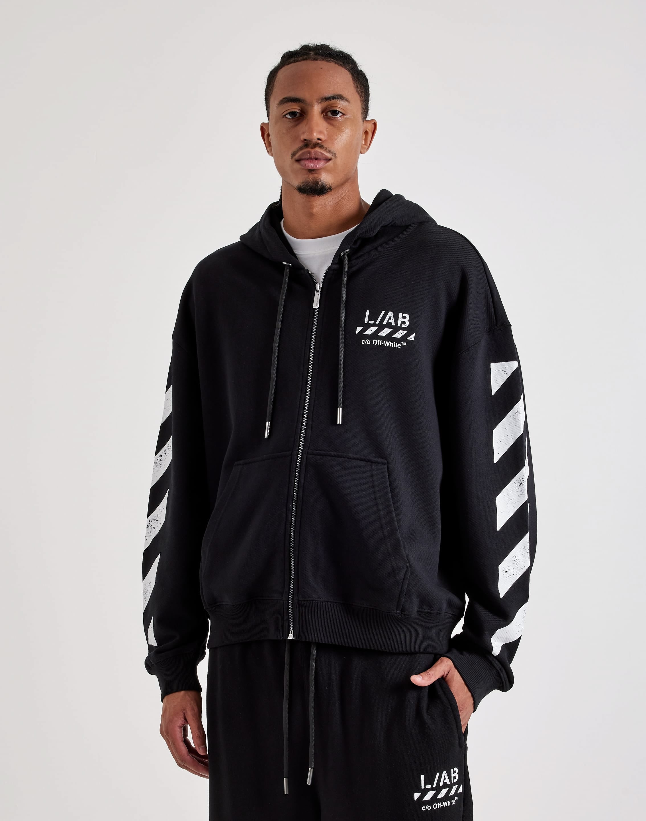 Photo of Off-White L/AB Diagonal Full-Zip Fleece Hoodie