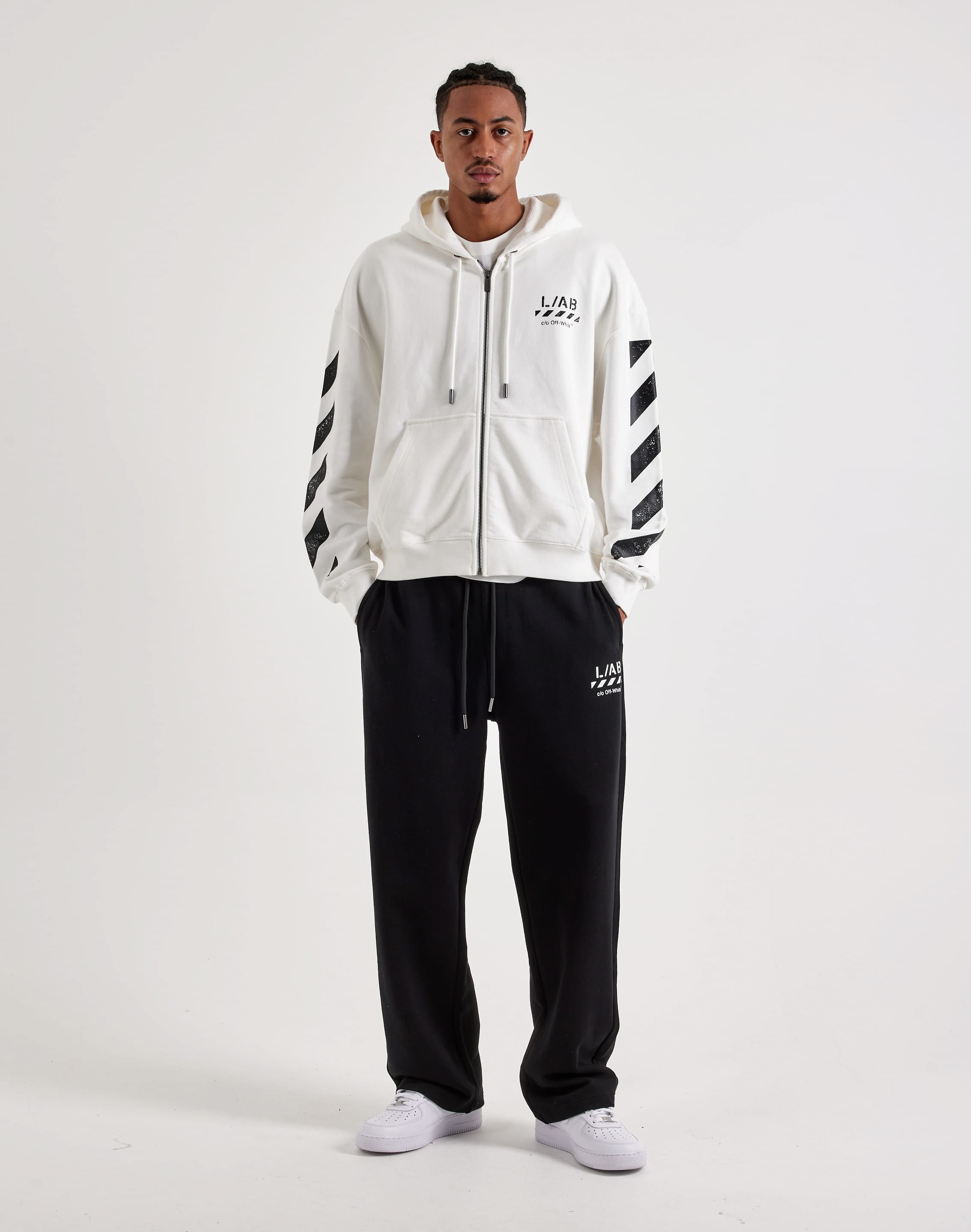Photo of Off-White L/AB Diagonal Full-Zip Fleece Hoodie