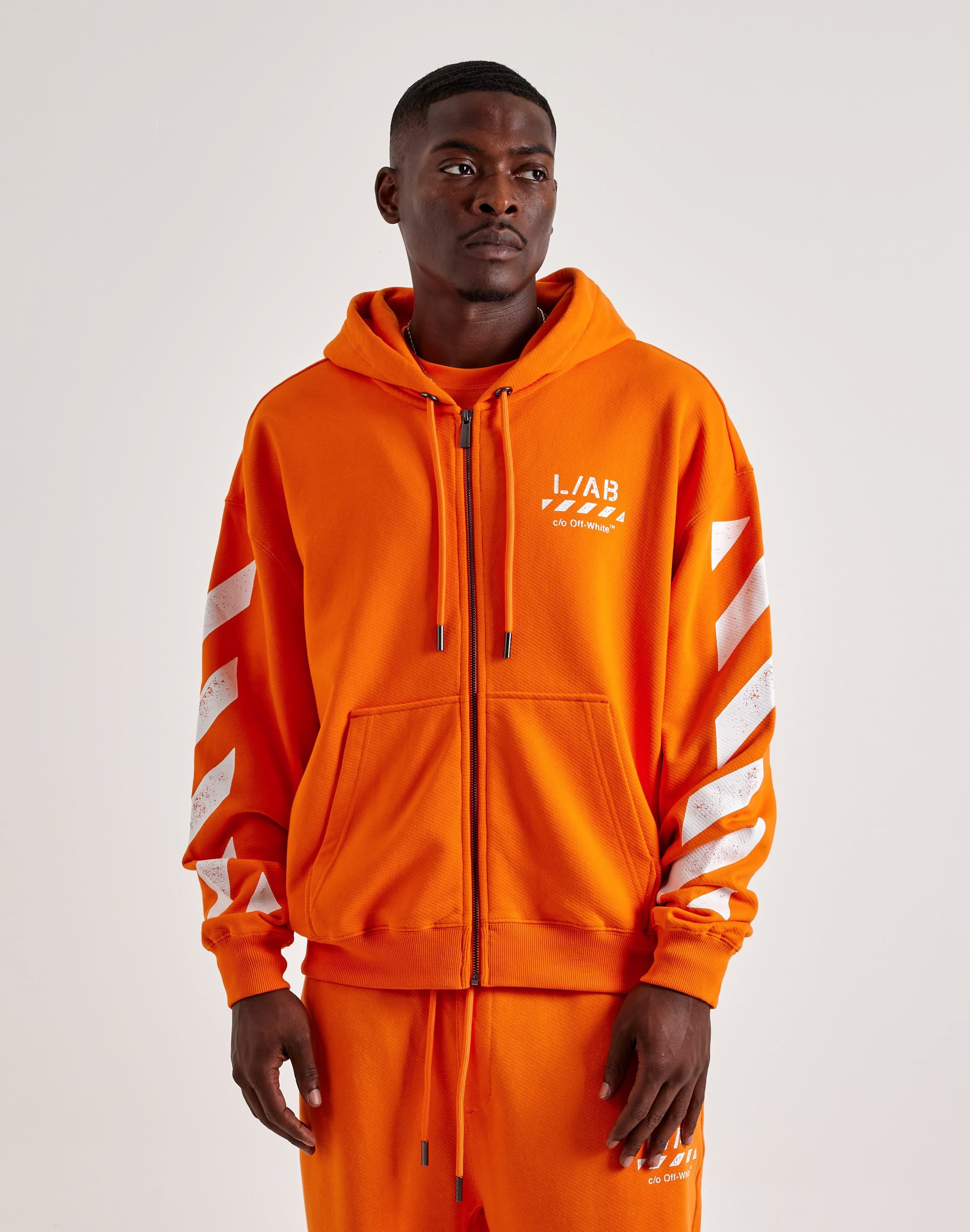 Photo of Off-White L/AB Diagonal Full-Zip Fleece Hoodie