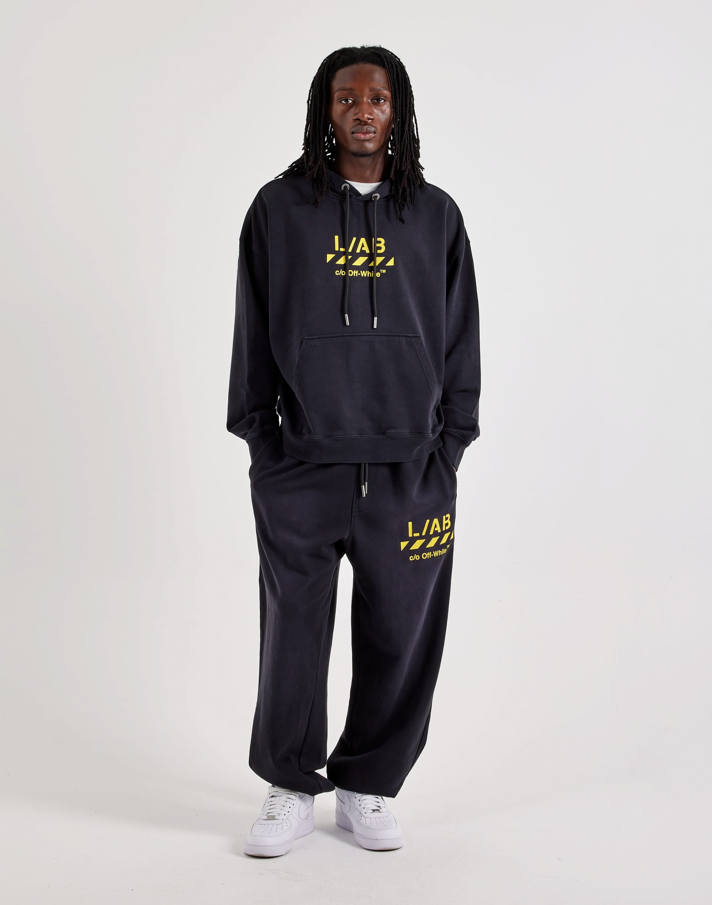 Photo of Off-White L/AB Diagonal Washed Fleece Hoodie