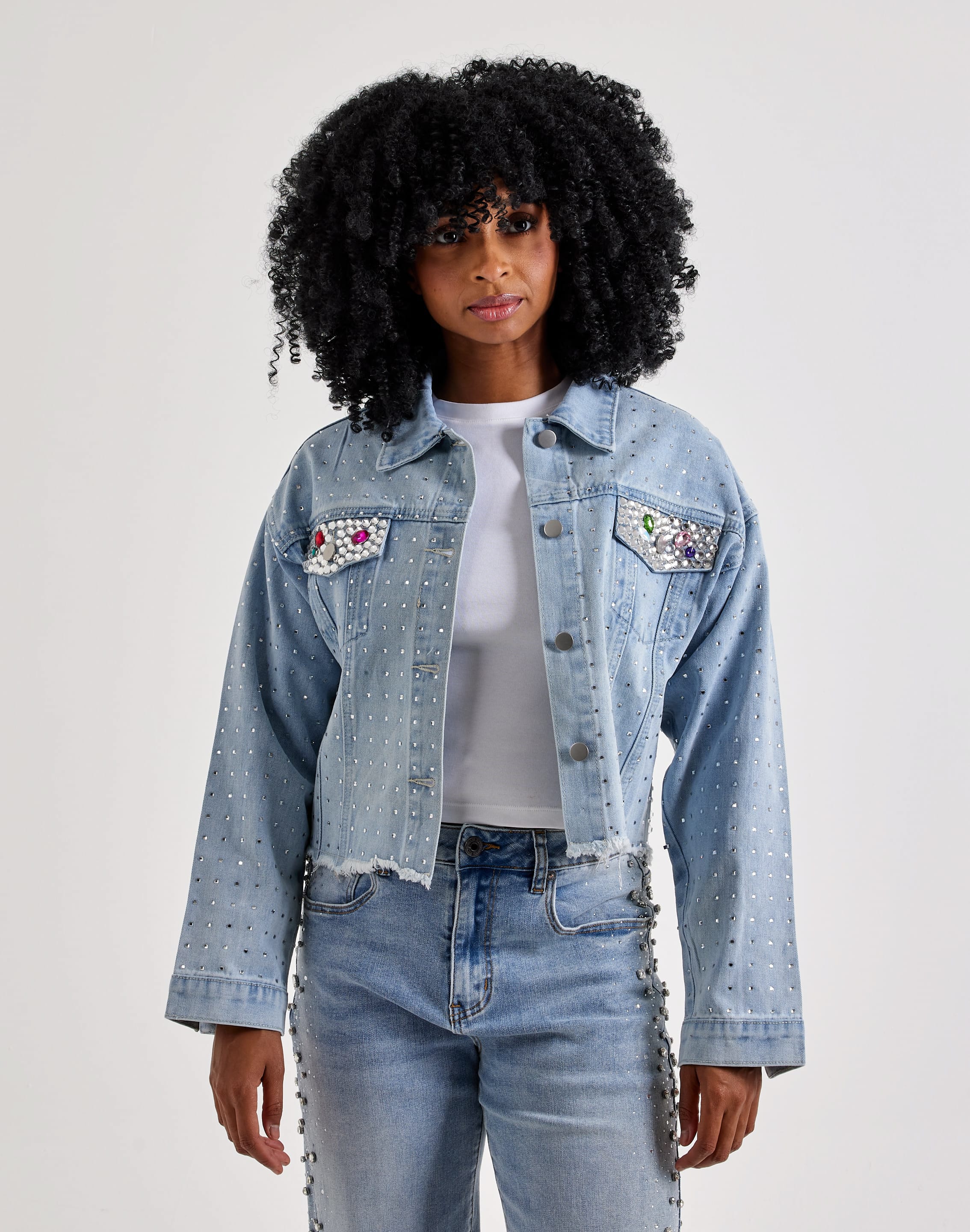 Photo of Kosturakis Crafts Love & Peace Lips Denim Jacket