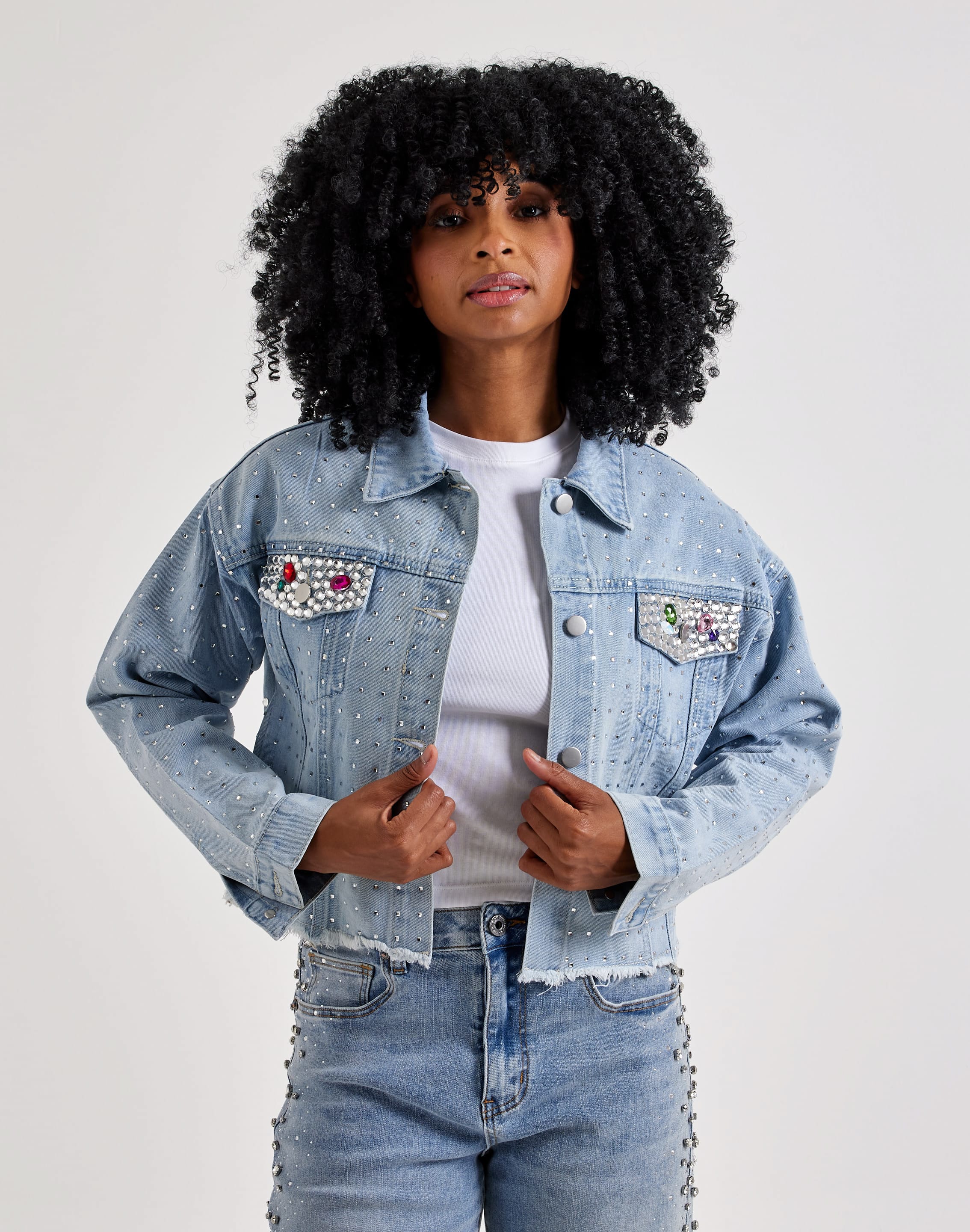 Photo of Kosturakis Crafts Love & Peace Lips Denim Jacket