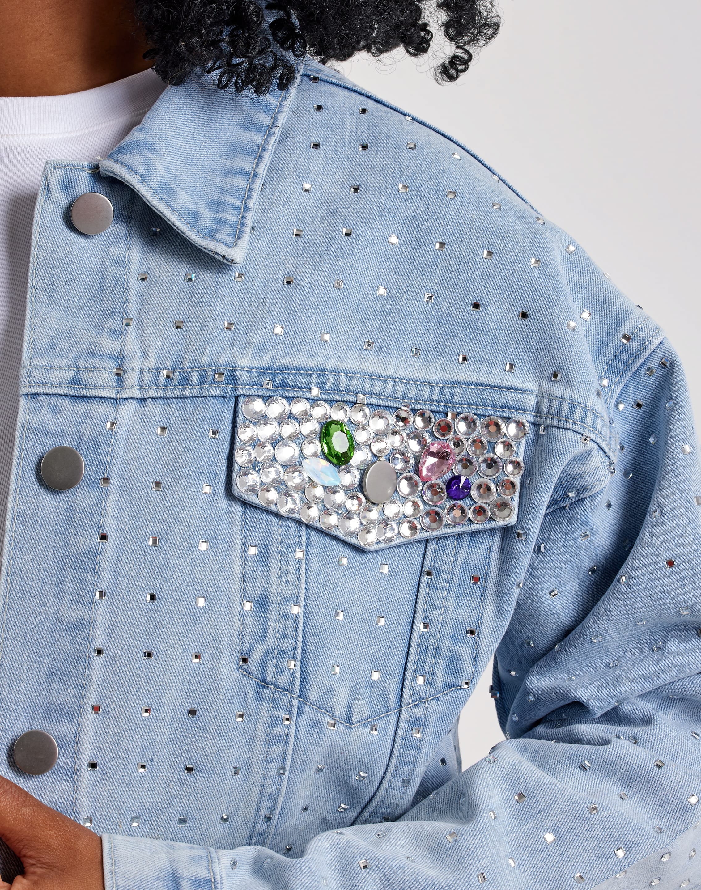 Photo of Kosturakis Crafts Love & Peace Lips Denim Jacket