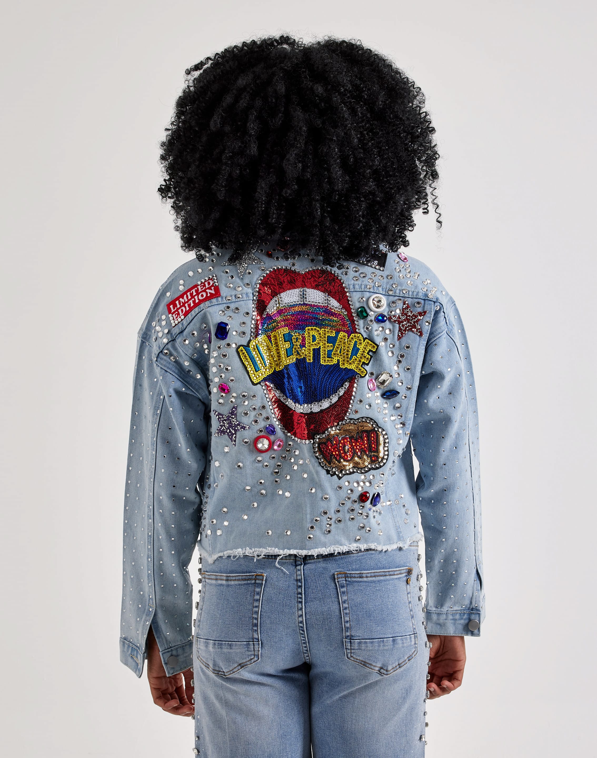 Photo of Kosturakis Crafts Love & Peace Lips Denim Jacket