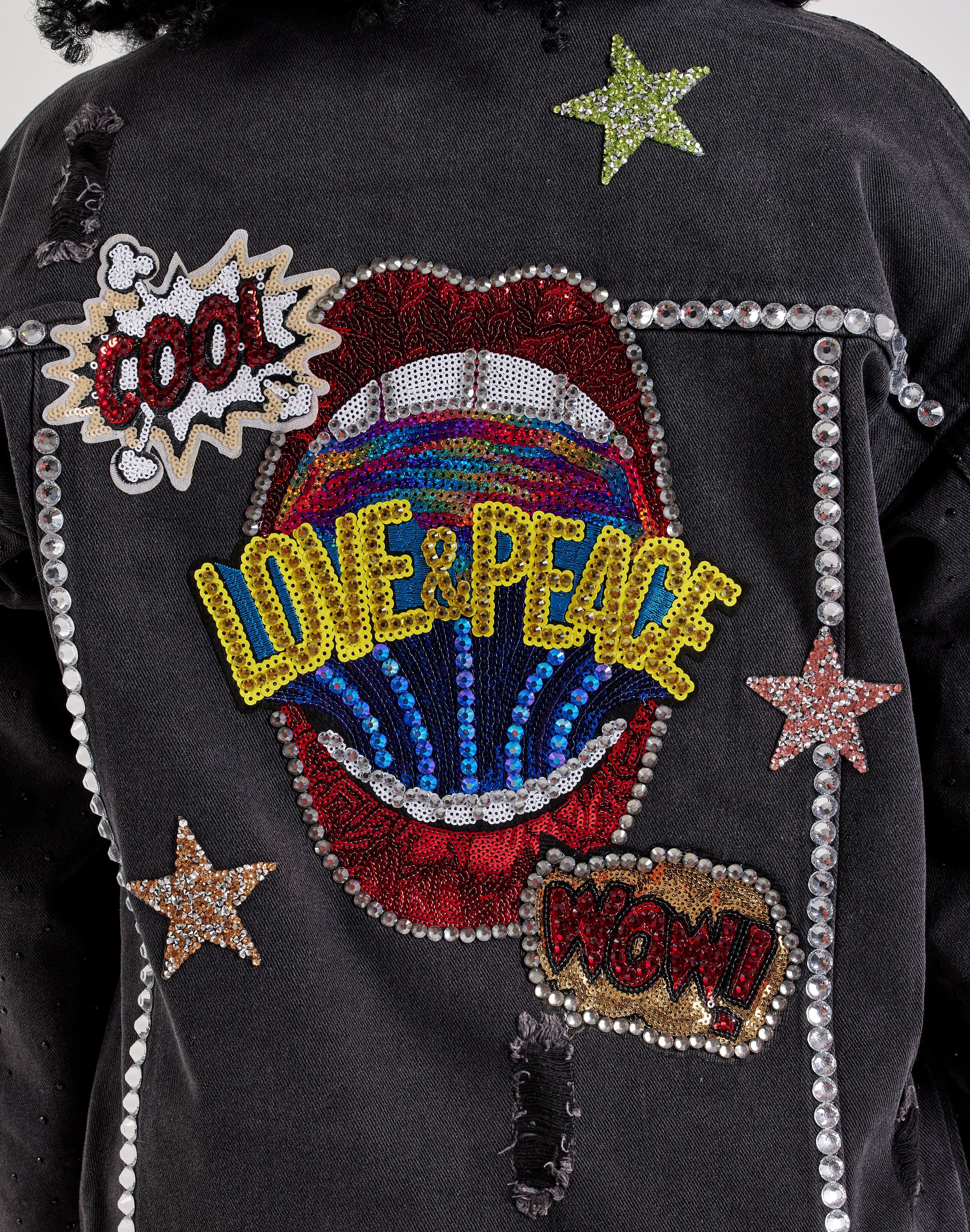 Photo of Kosturakis Crafts Love & Peace Lips Denim Jacket