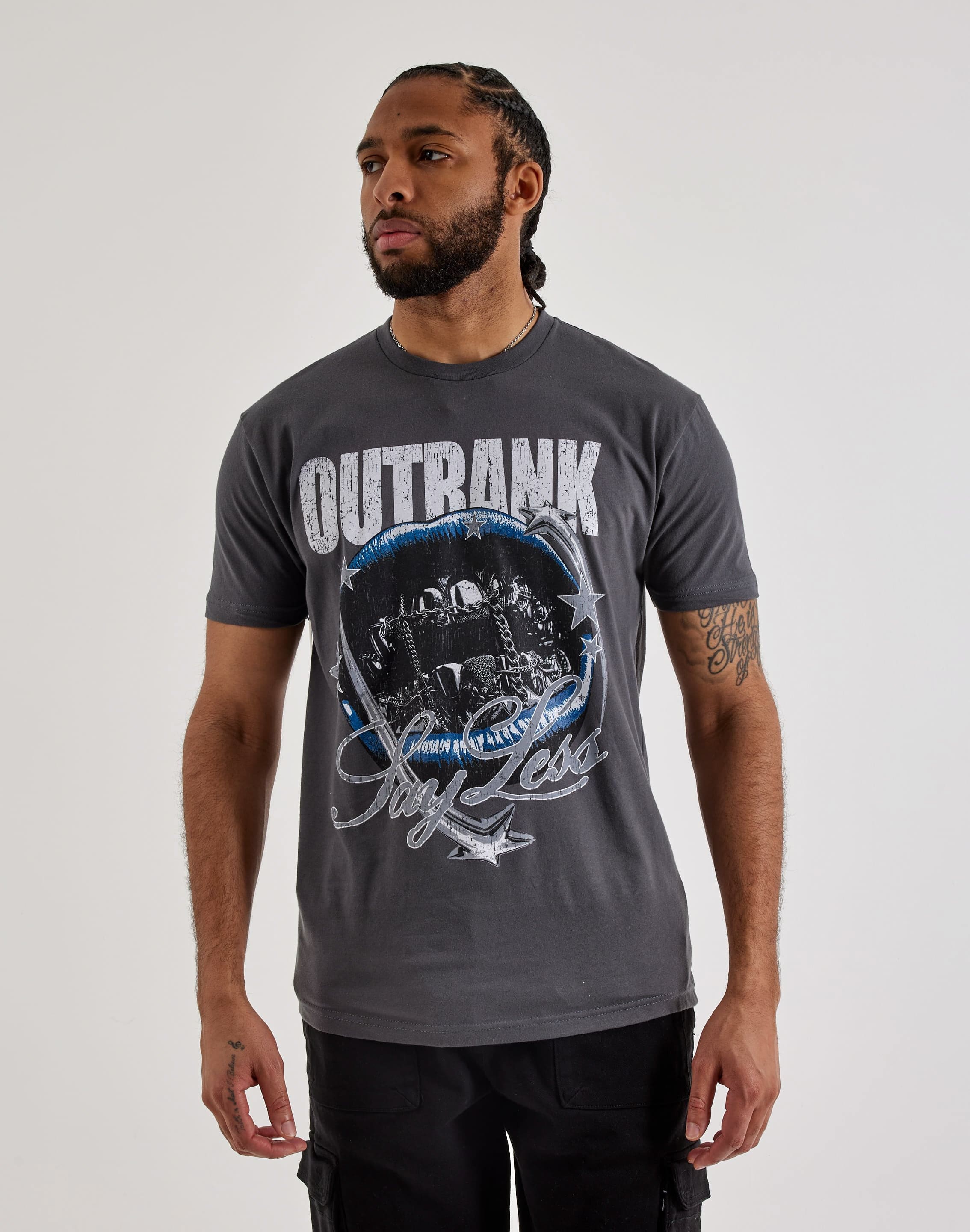 Outrank Outrank Say Less Tee OR3731PR - Dark Grey Men's Graphic Tee - DTLR
