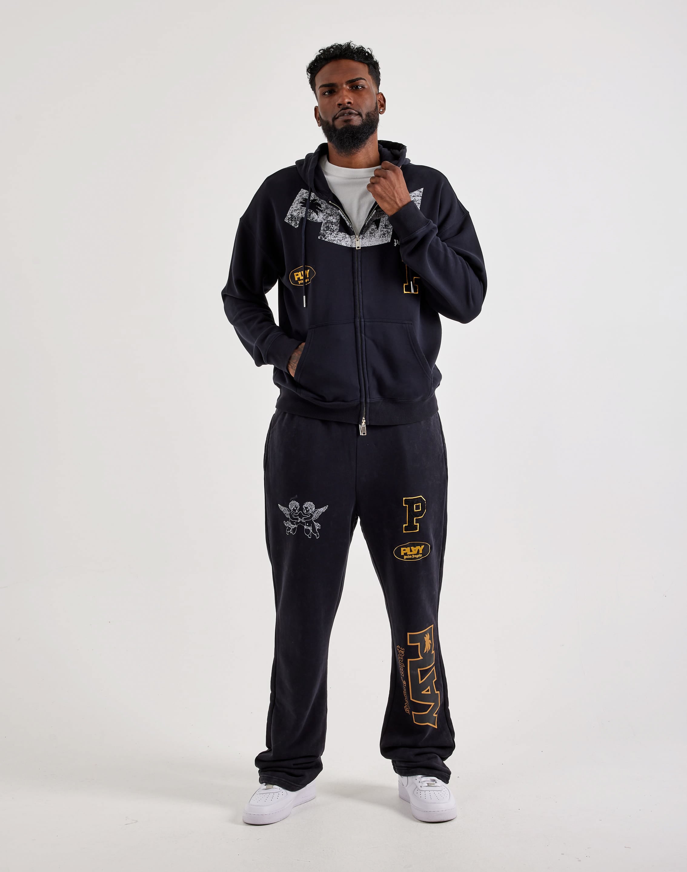 Photo of PLAY Palm Angels Boxy Cropped Full-Zip Fleece Hoodie