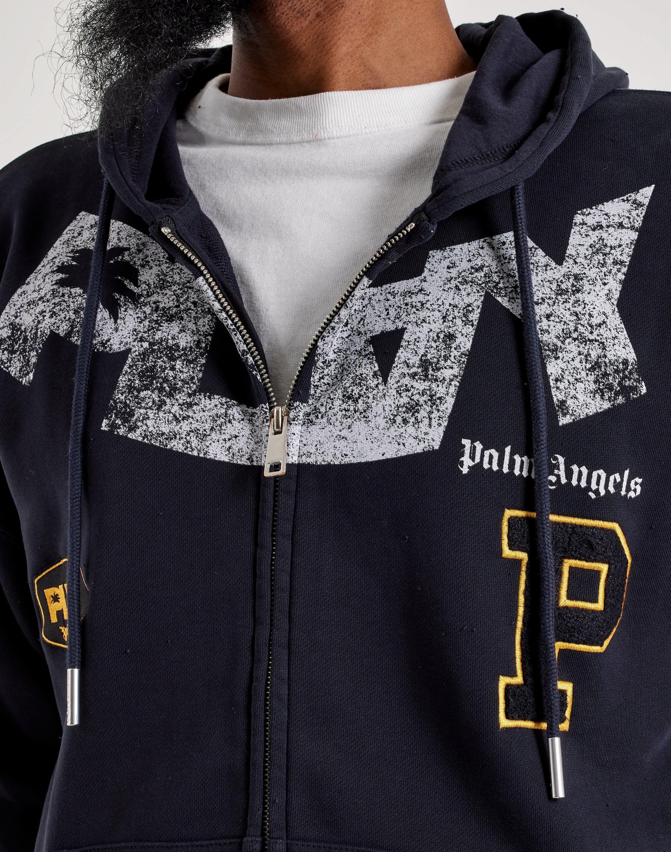 Photo of PLAY Palm Angels Boxy Cropped Full-Zip Fleece Hoodie