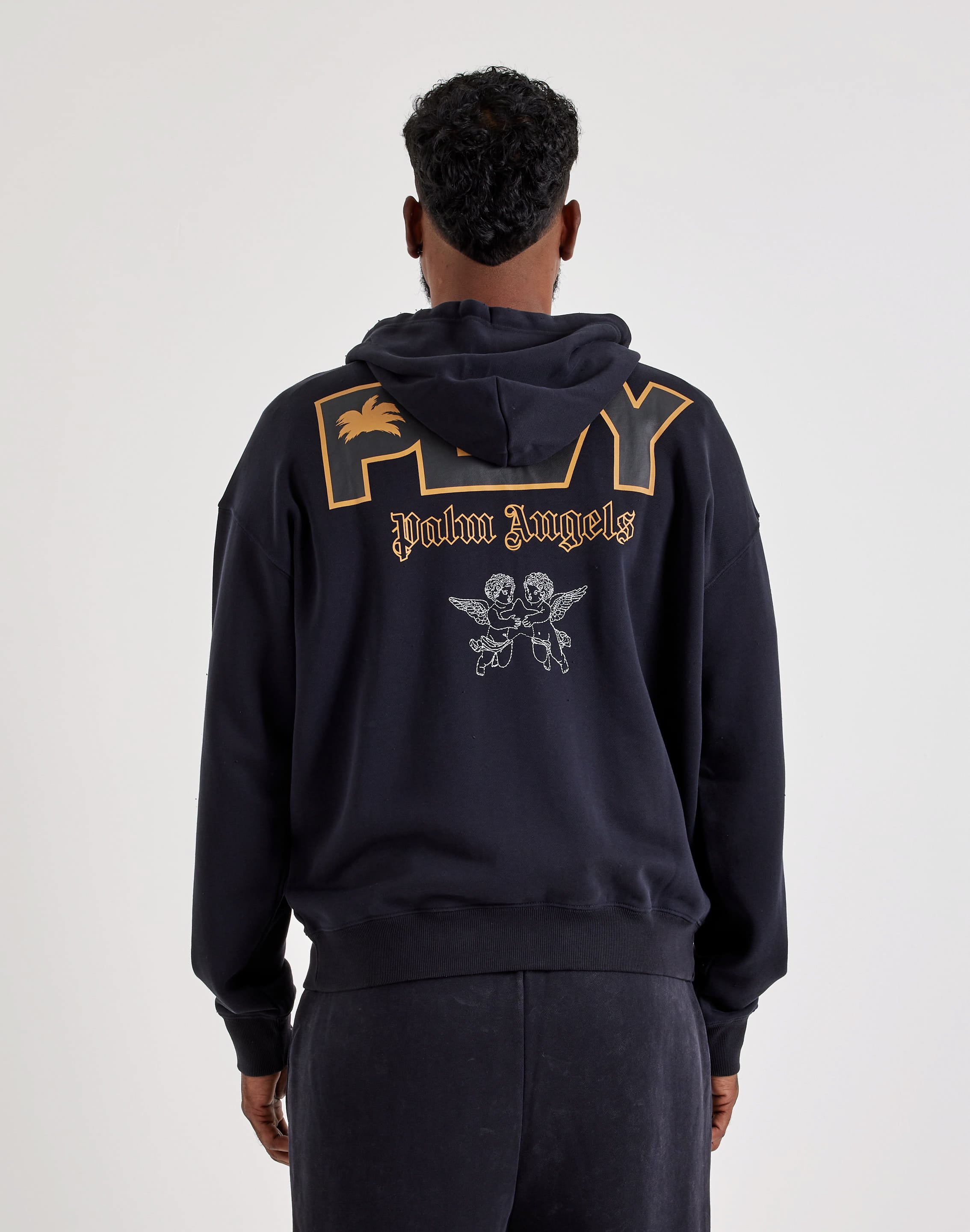 Photo of PLAY Palm Angels Boxy Cropped Full-Zip Fleece Hoodie