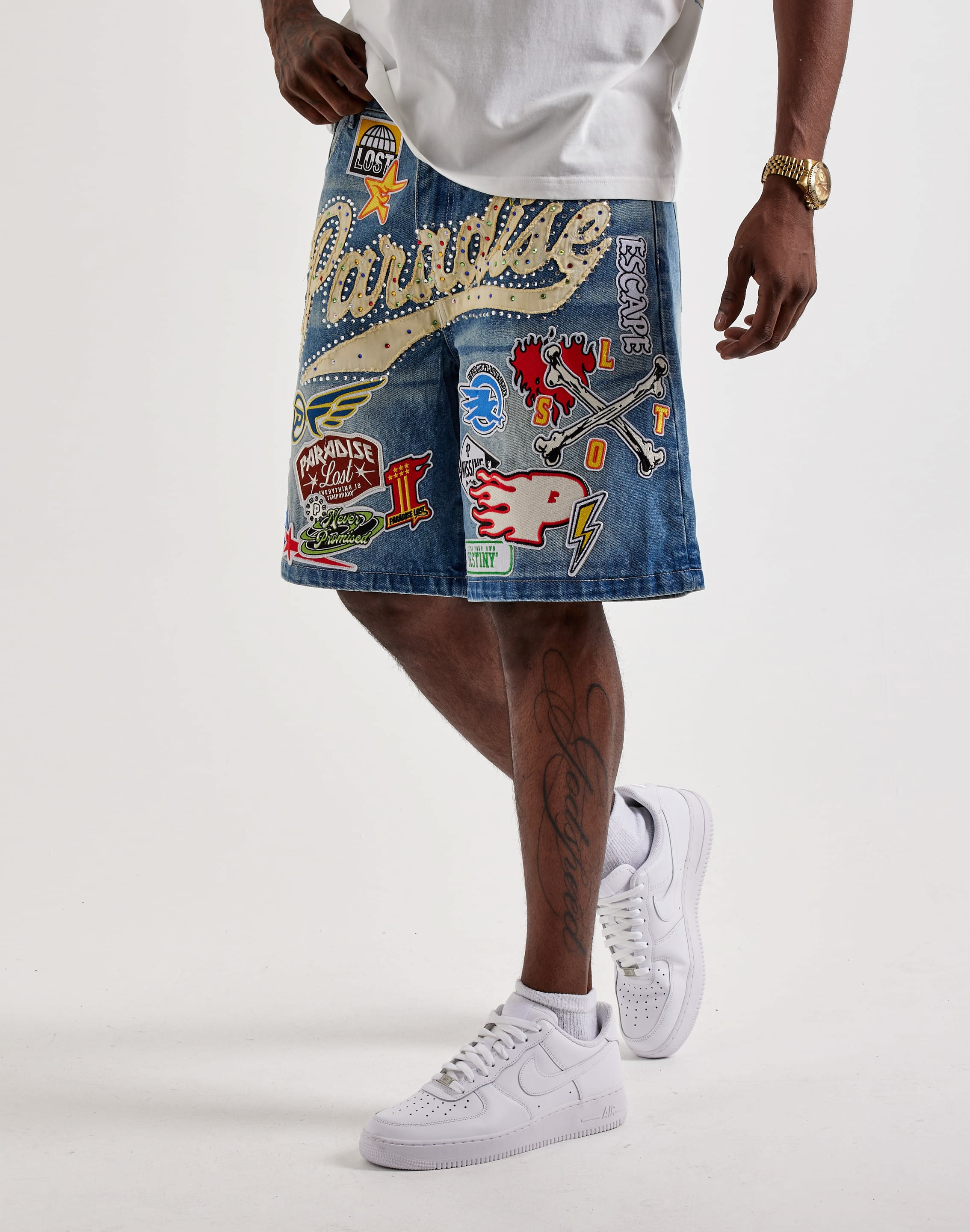 Photo of Paradise Lost Allover Patches Denim Shorts