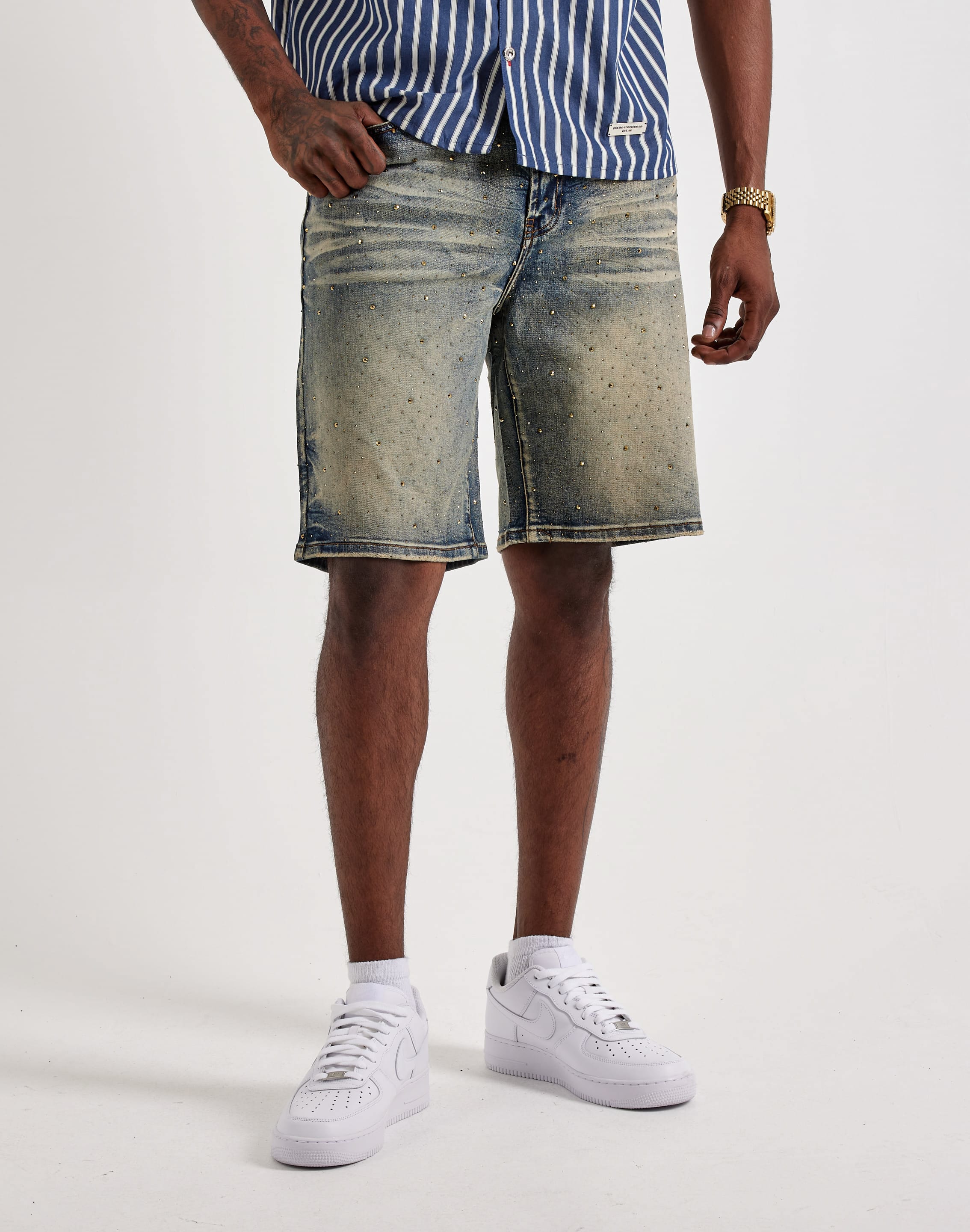 Photo of Preme Allover Gem Denim Shorts