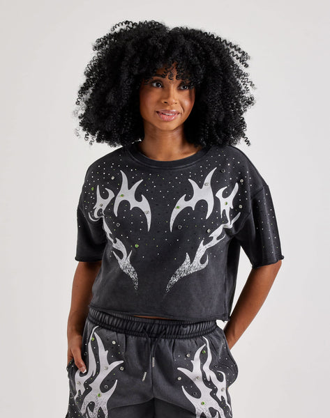Red Fox Vintage Wash French Terry Rhinestone Cropped Tee – DTLR