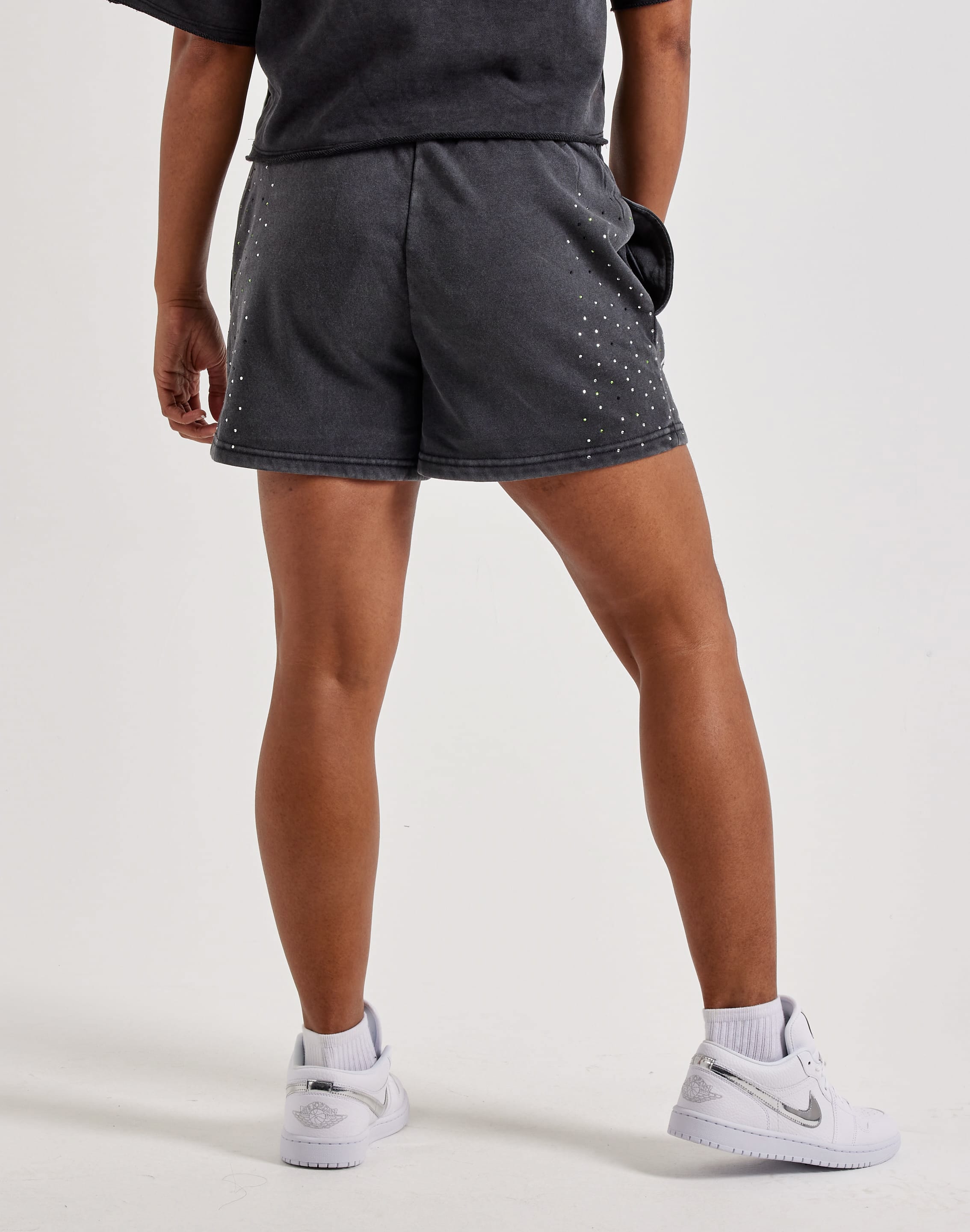 Photo of Red Fox Vintage Wash Fleece Rhinestone Shorts
