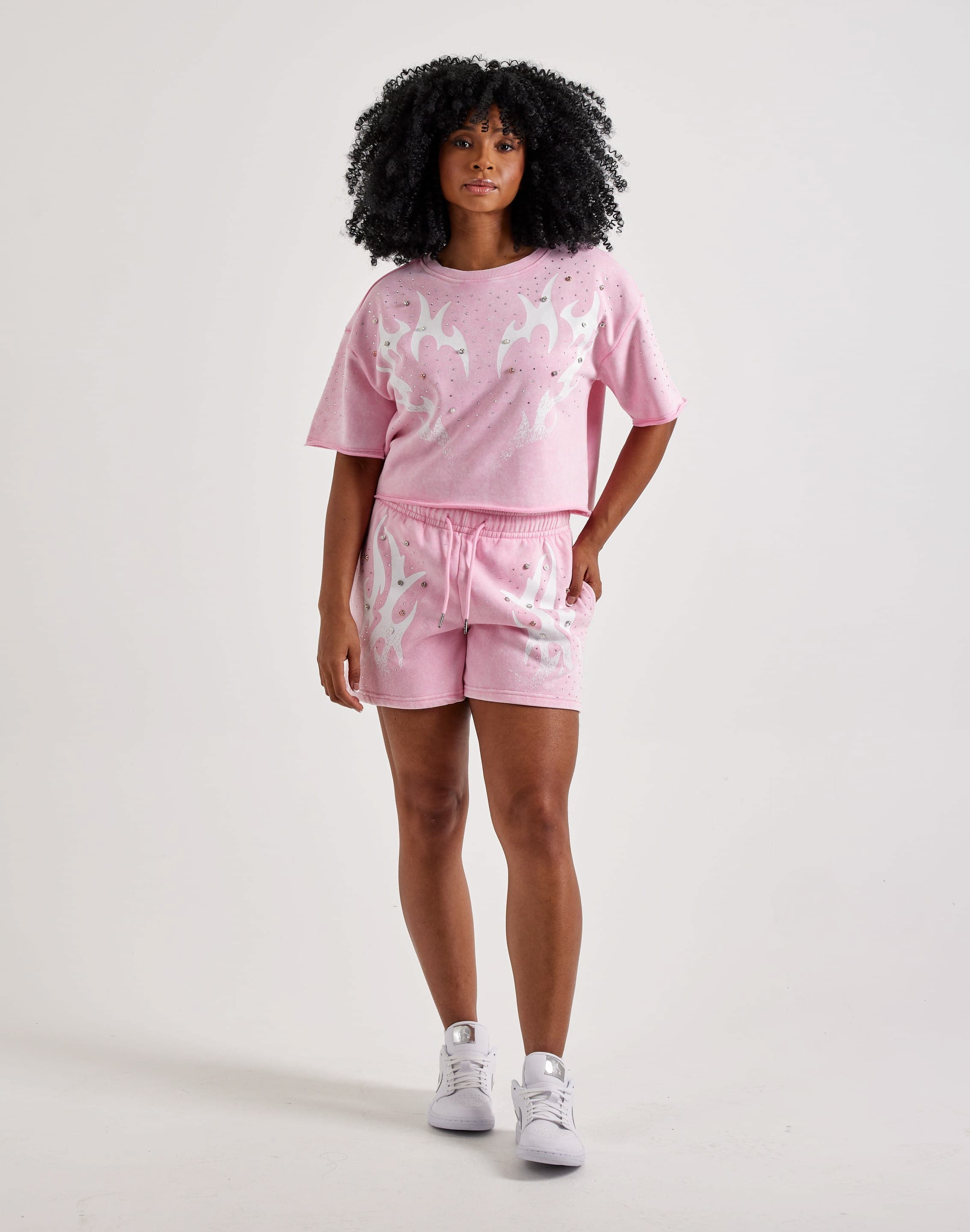 Red Fox Vintage Wash Fleece Rhinestone Shorts – DTLR