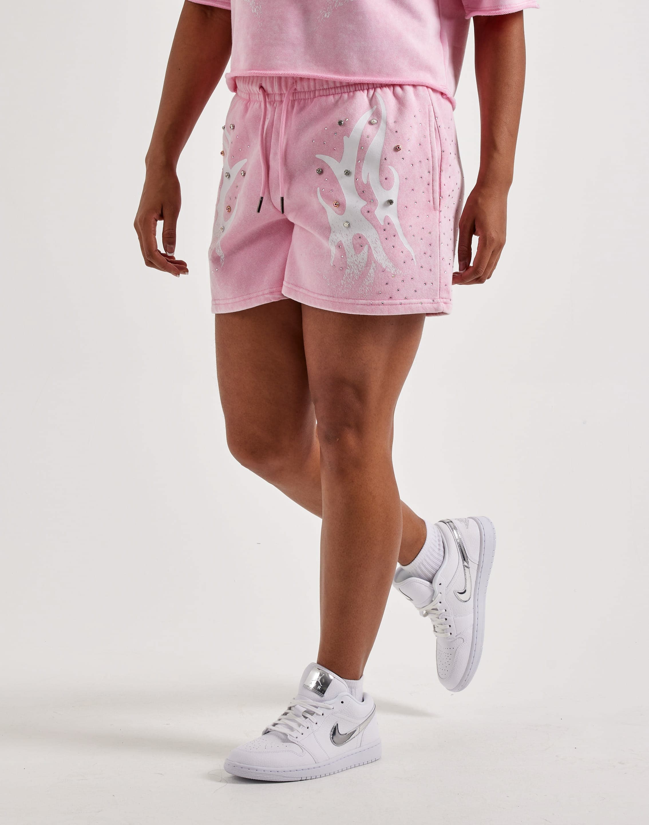 Red Fox Vintage Wash Fleece Rhinestone Shorts – DTLR