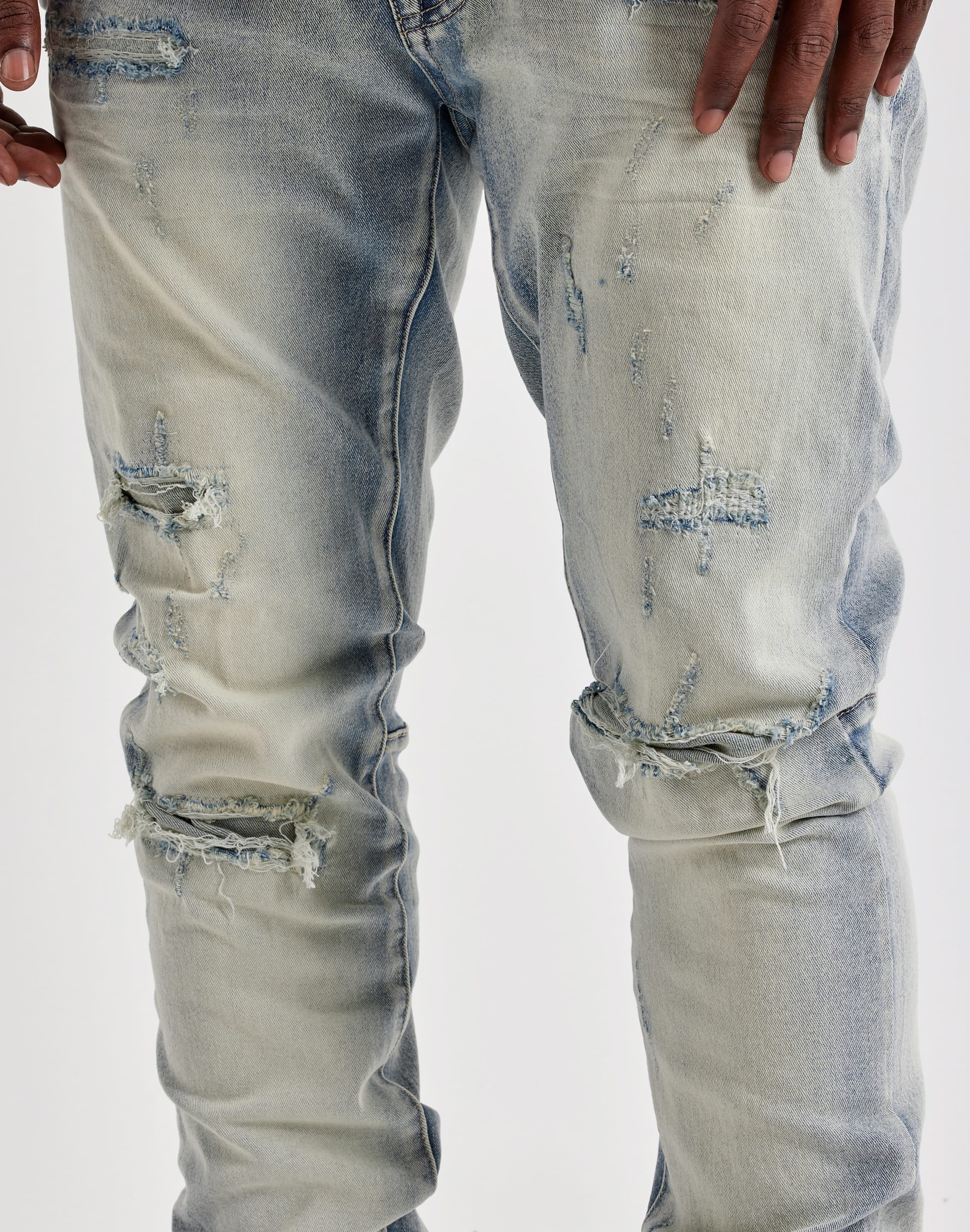 Photo of Smoke Rise Slim Whisker Distressed Denim Jeans