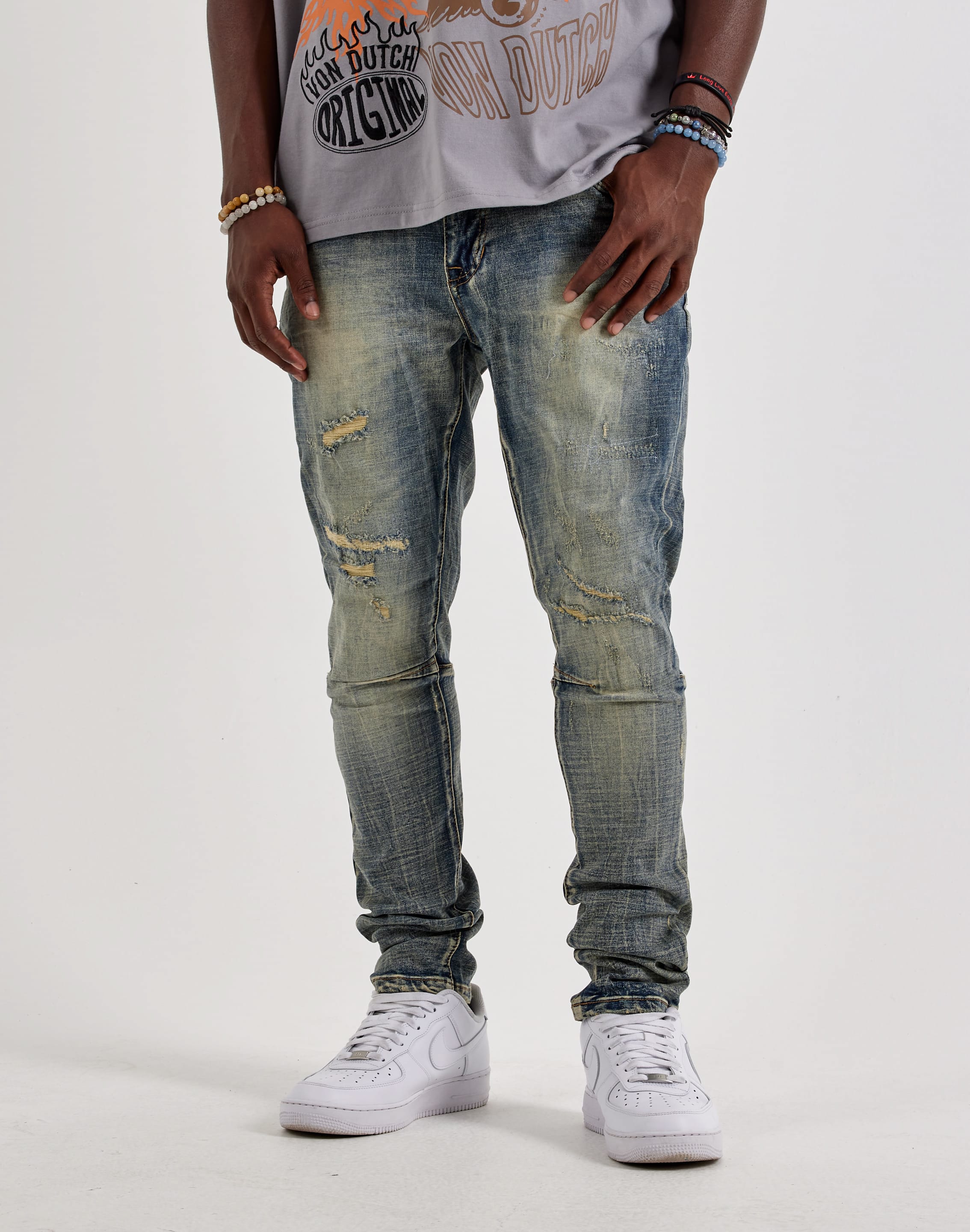 Smoke Rise Slim Distressed Denim Jeans, image 1 of 4