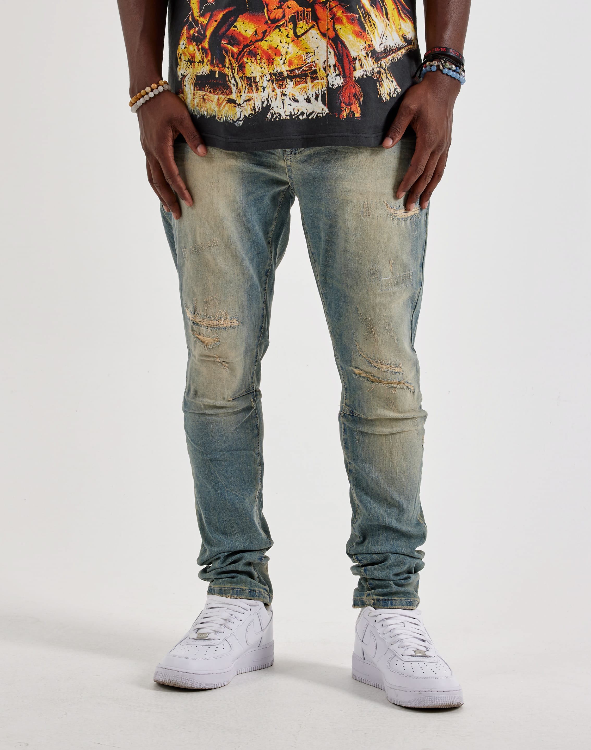 Smoke Rise Slim Distressed Denim Jeans, image 1 of 4