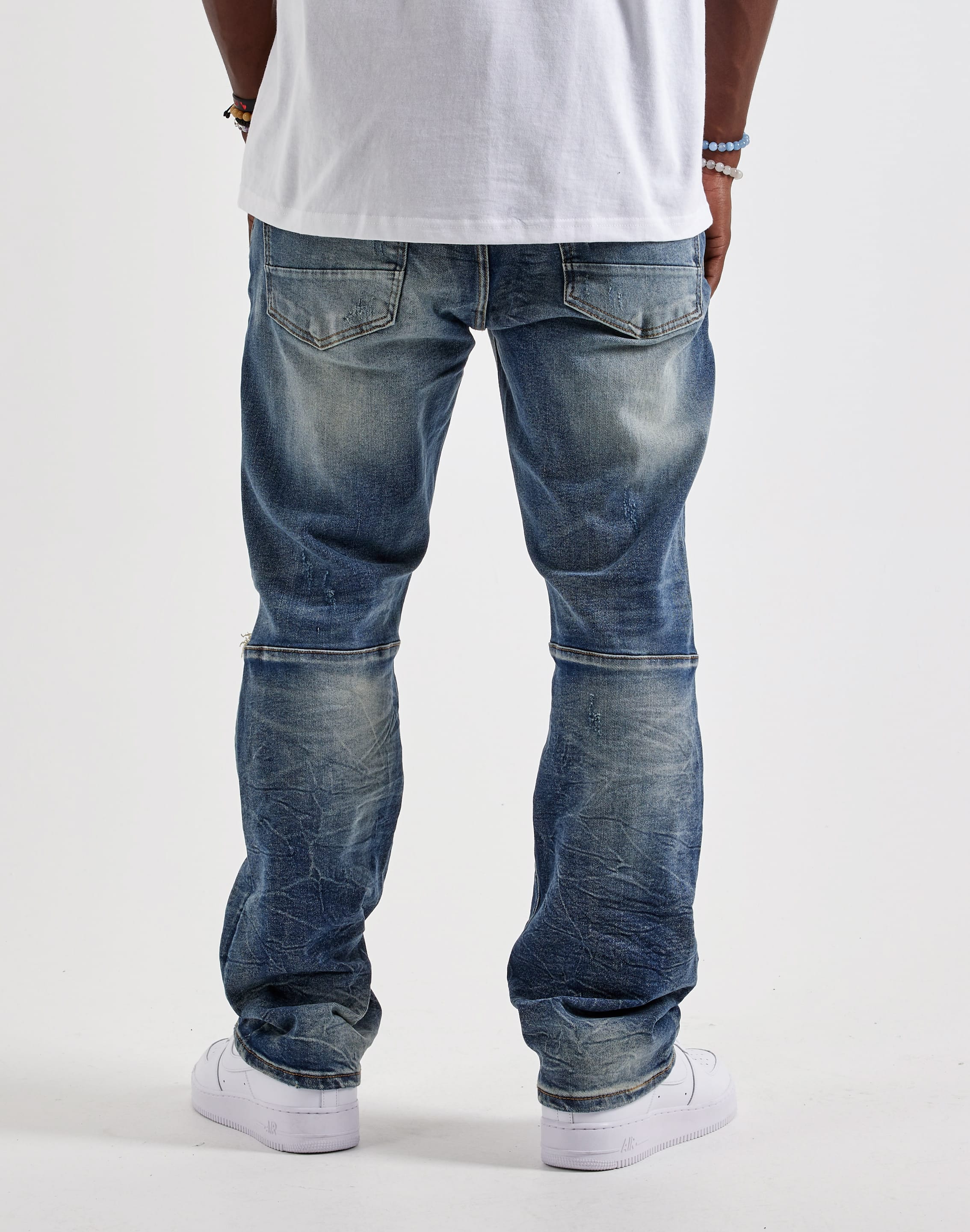 Photo of Smoke Rise Straight Whisker Distressed Denim Jeans