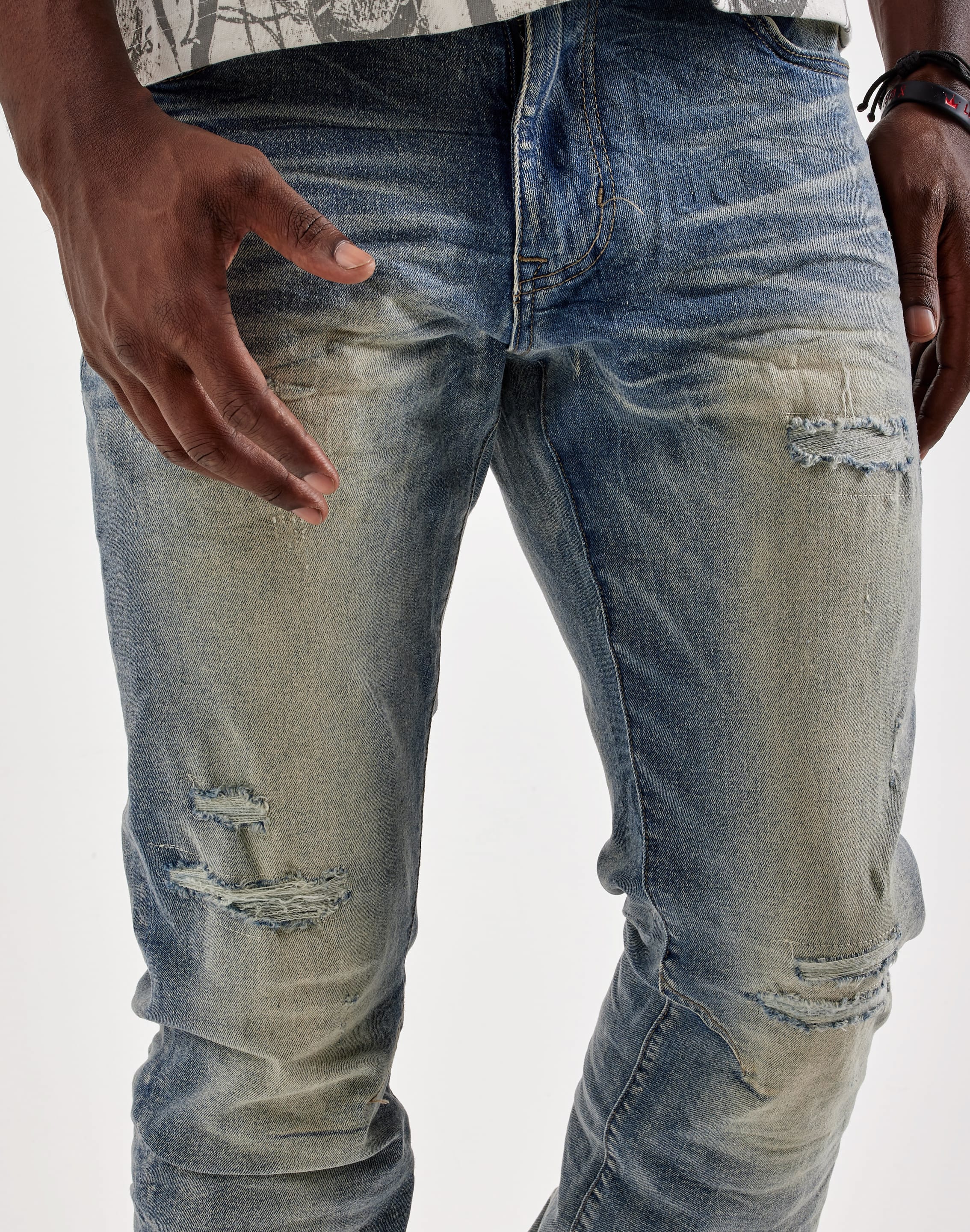 Smoke Rise Distressed Stacked Denim Jeans, image 2 of 4