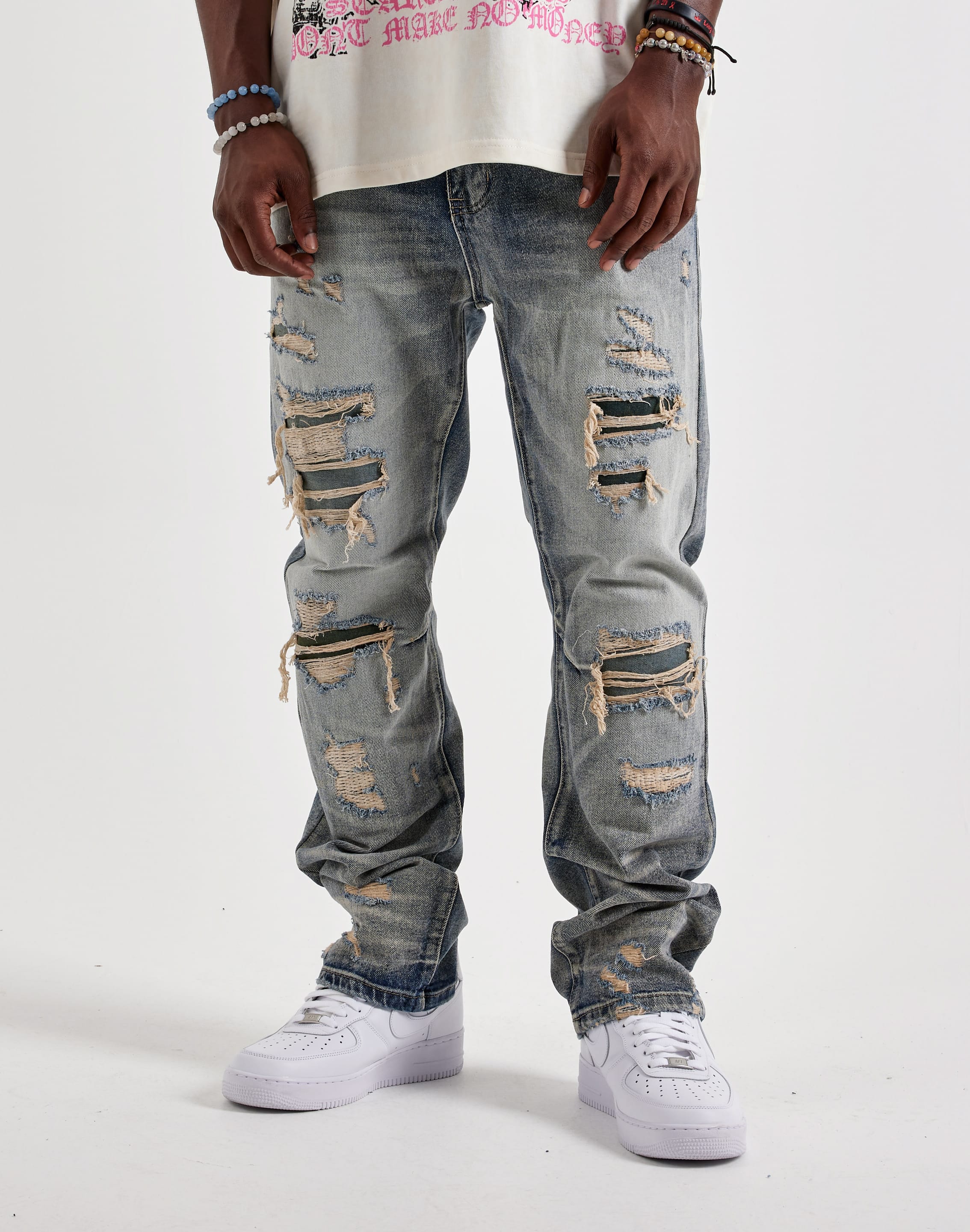 Photo of Smoke Rise Rigid Straight Distressed Denim Jeans