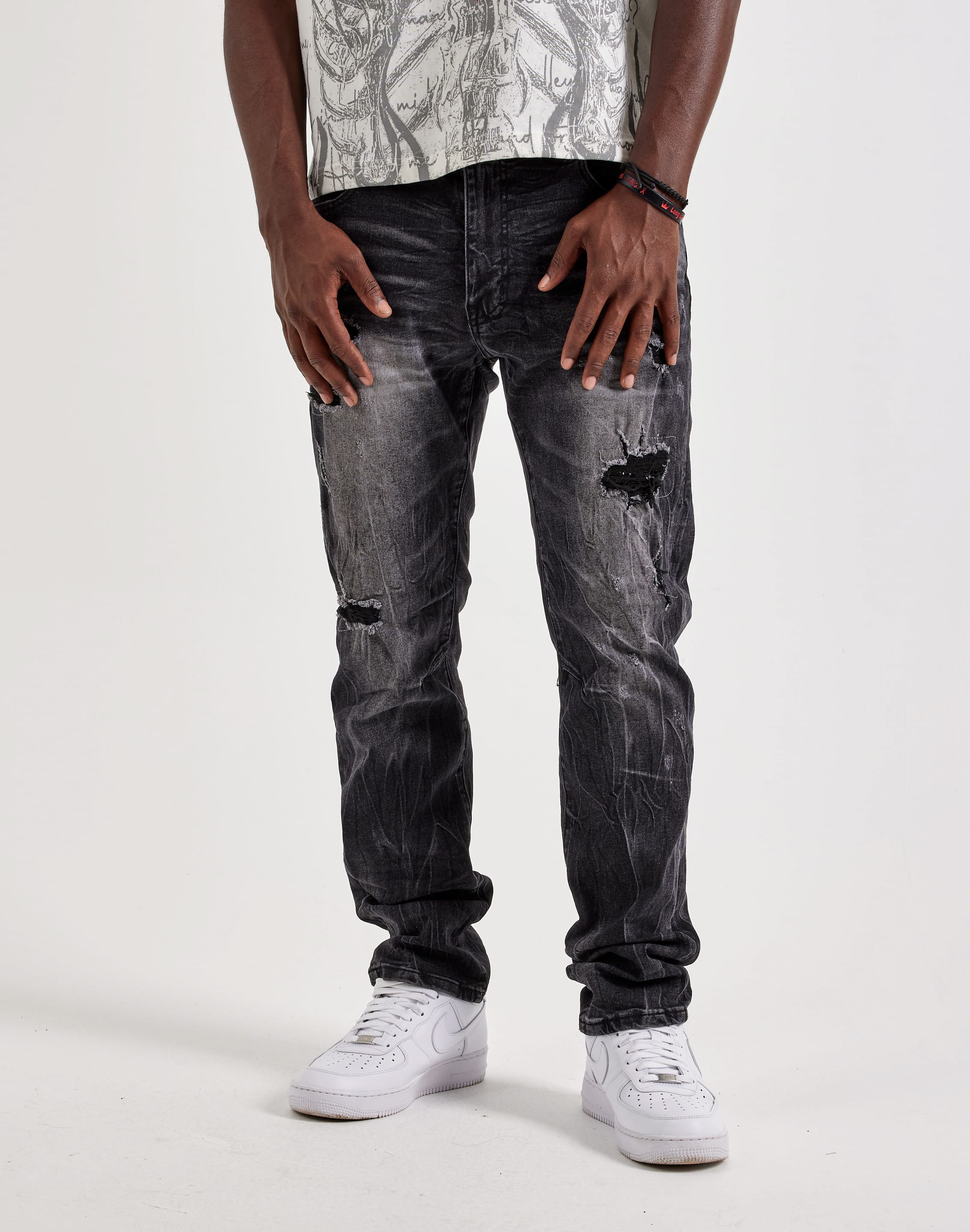 Smoke Rise Grunge Distressed Slim Denim Jeans, image 1 of 4