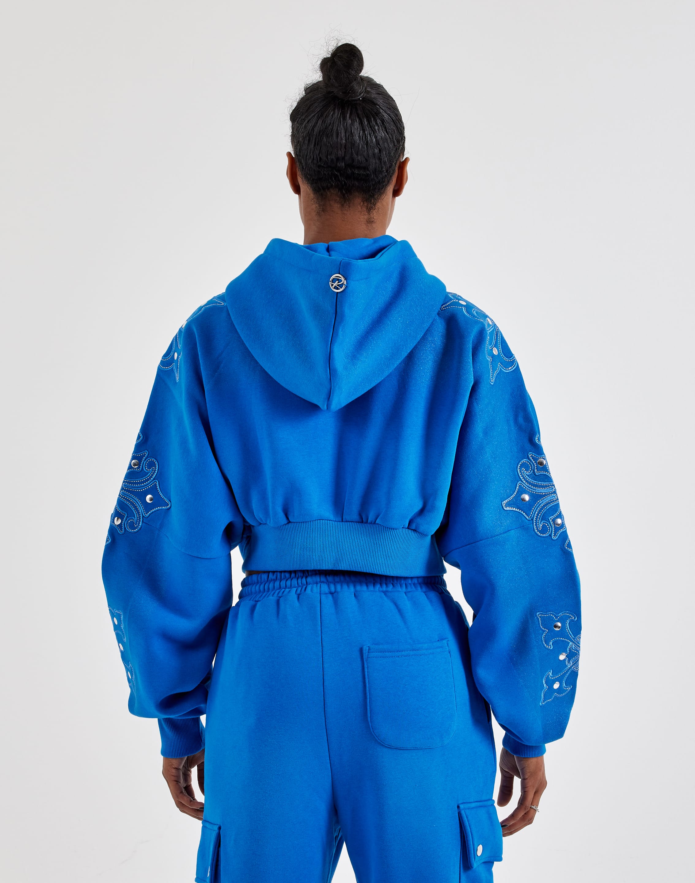 Photo of Smoke Rise Studded Cropped Full-Zip Fleece Hoodie