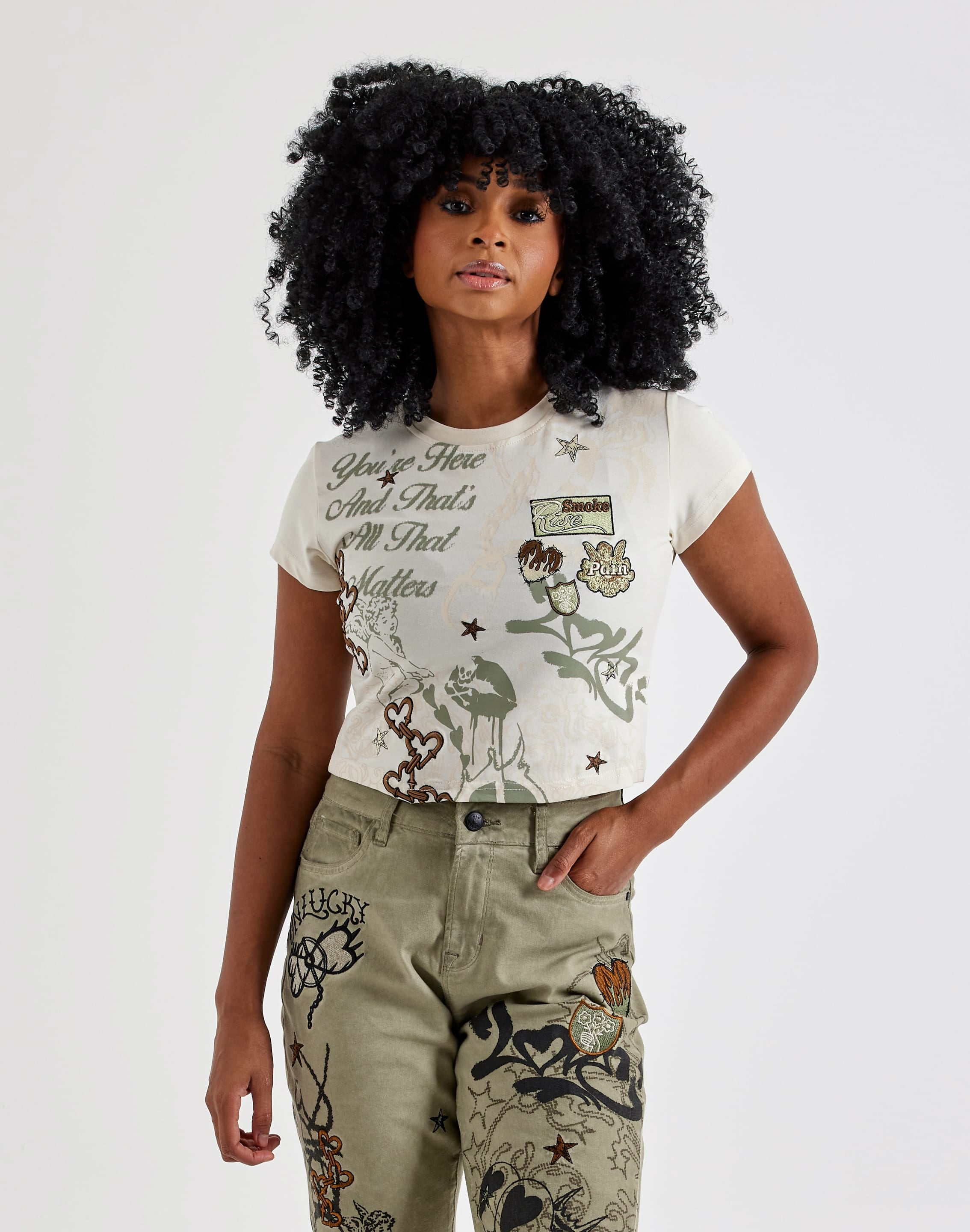 Photo of Smoke Rise Embroidered Printed Tee