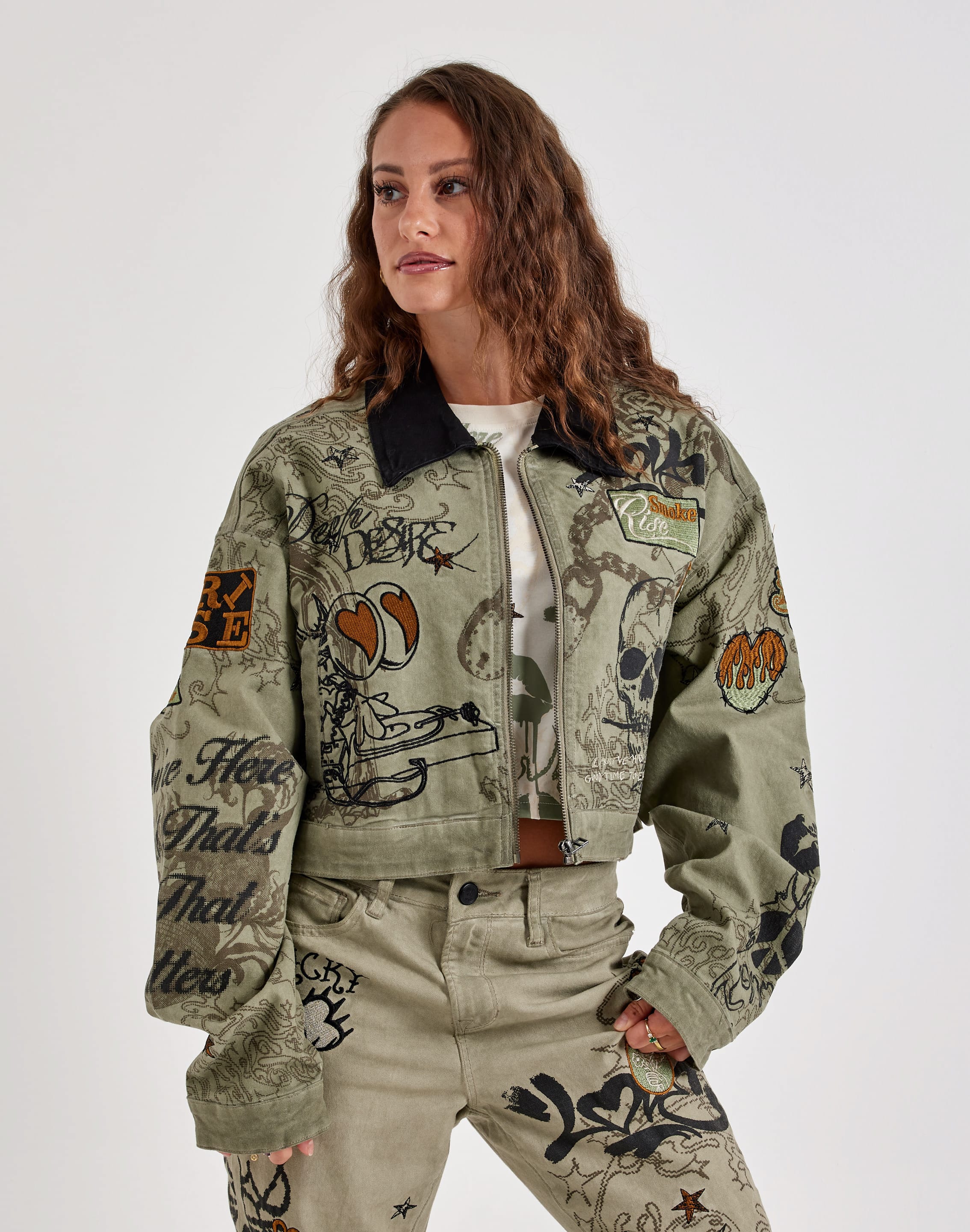 Photo of Smoke Rise Embroidered Printed Jacket