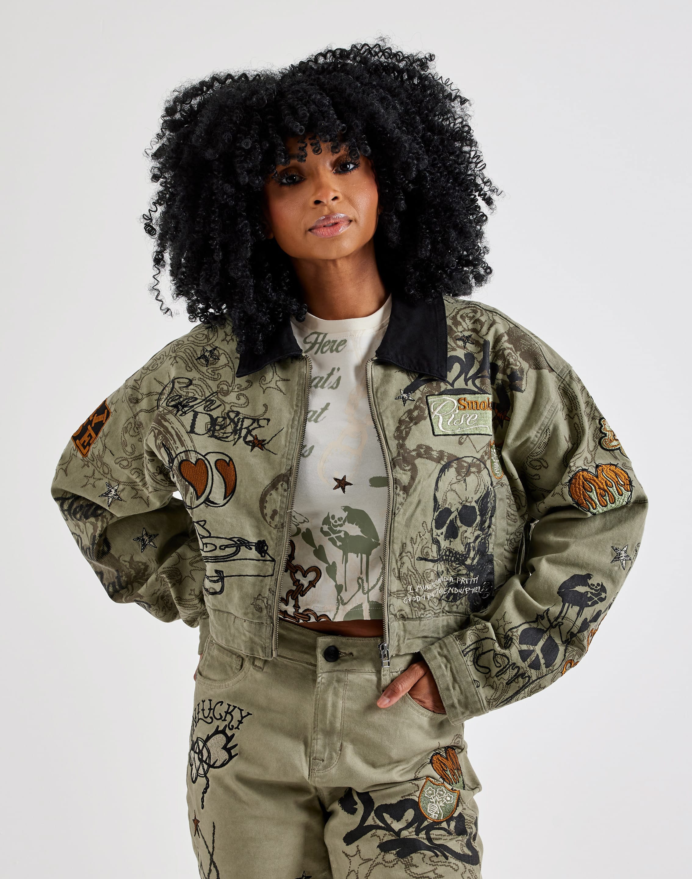 Photo of Smoke Rise Embroidered Printed Jacket