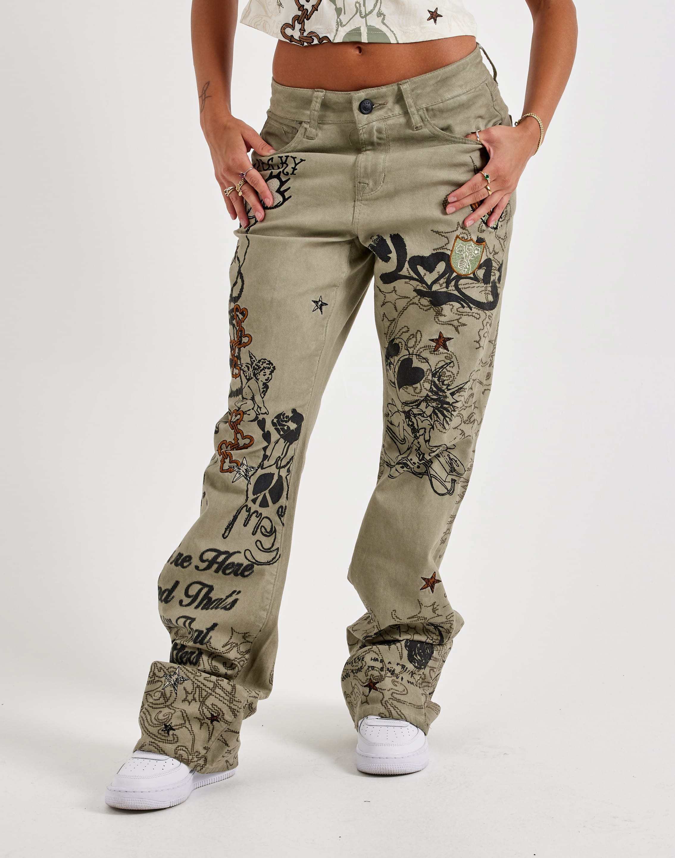 Photo of Smoke Rise Embroidered Printed Pants