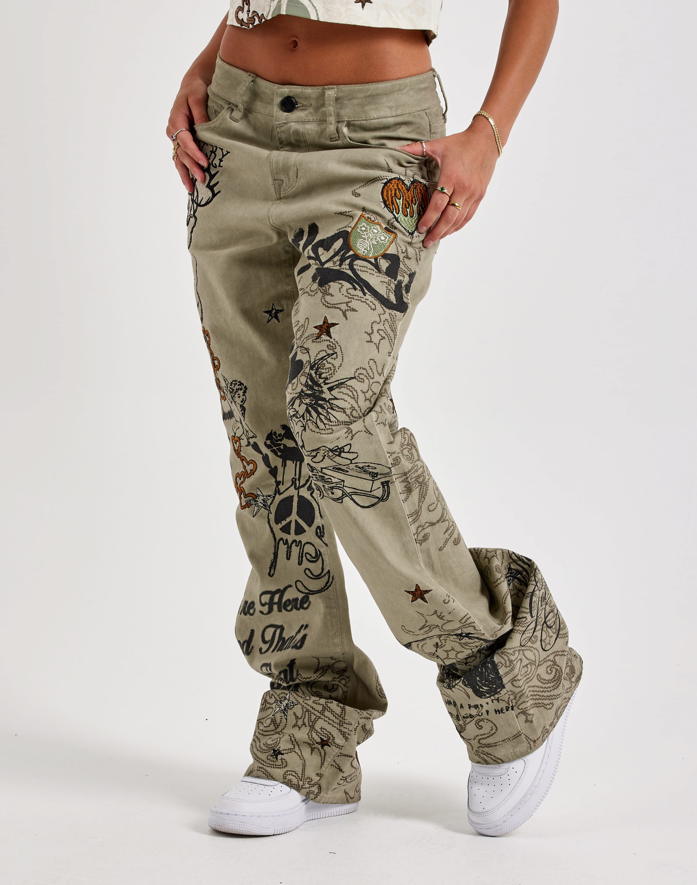 Photo of Smoke Rise Embroidered Printed Pants
