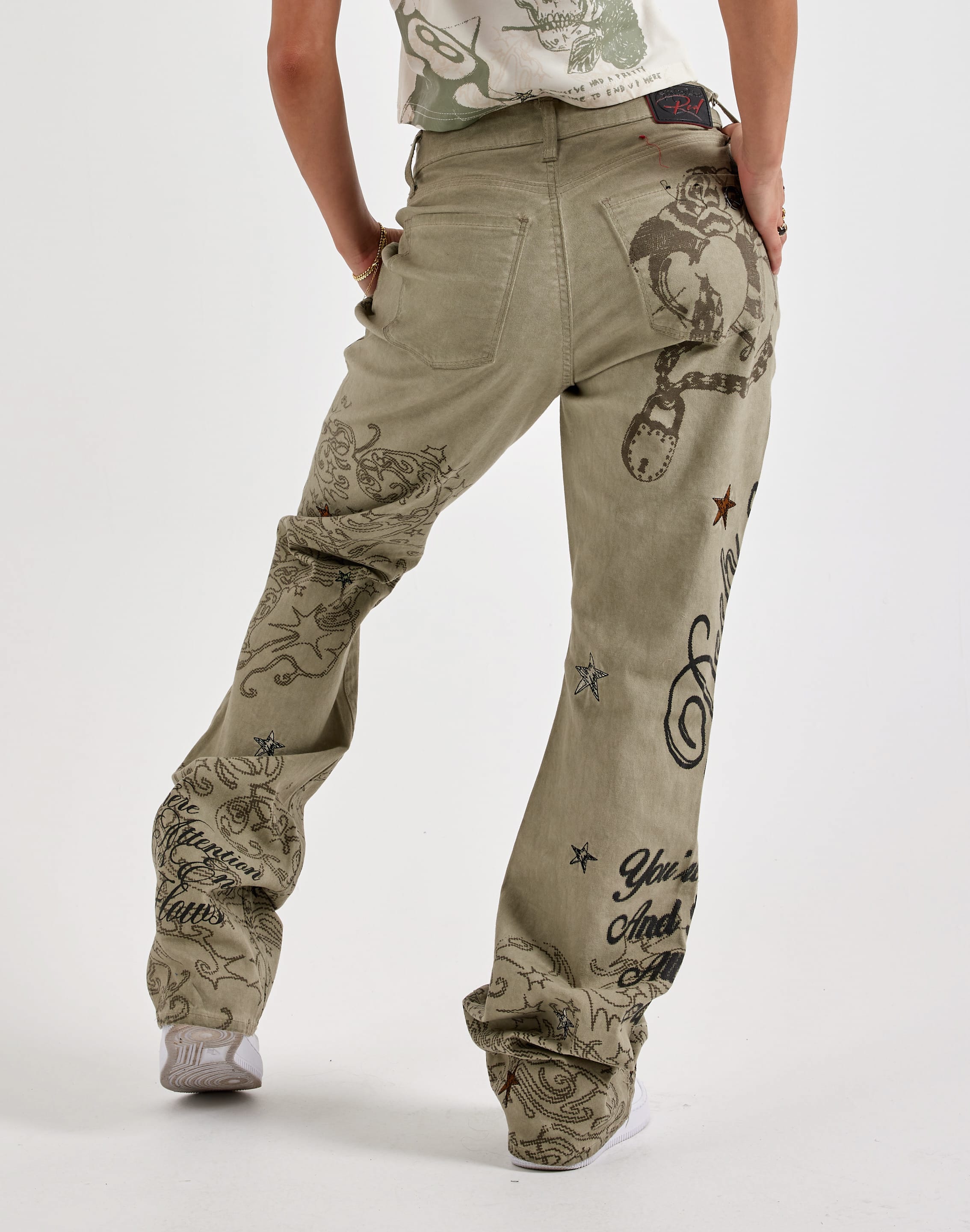 Photo of Smoke Rise Embroidered Printed Pants