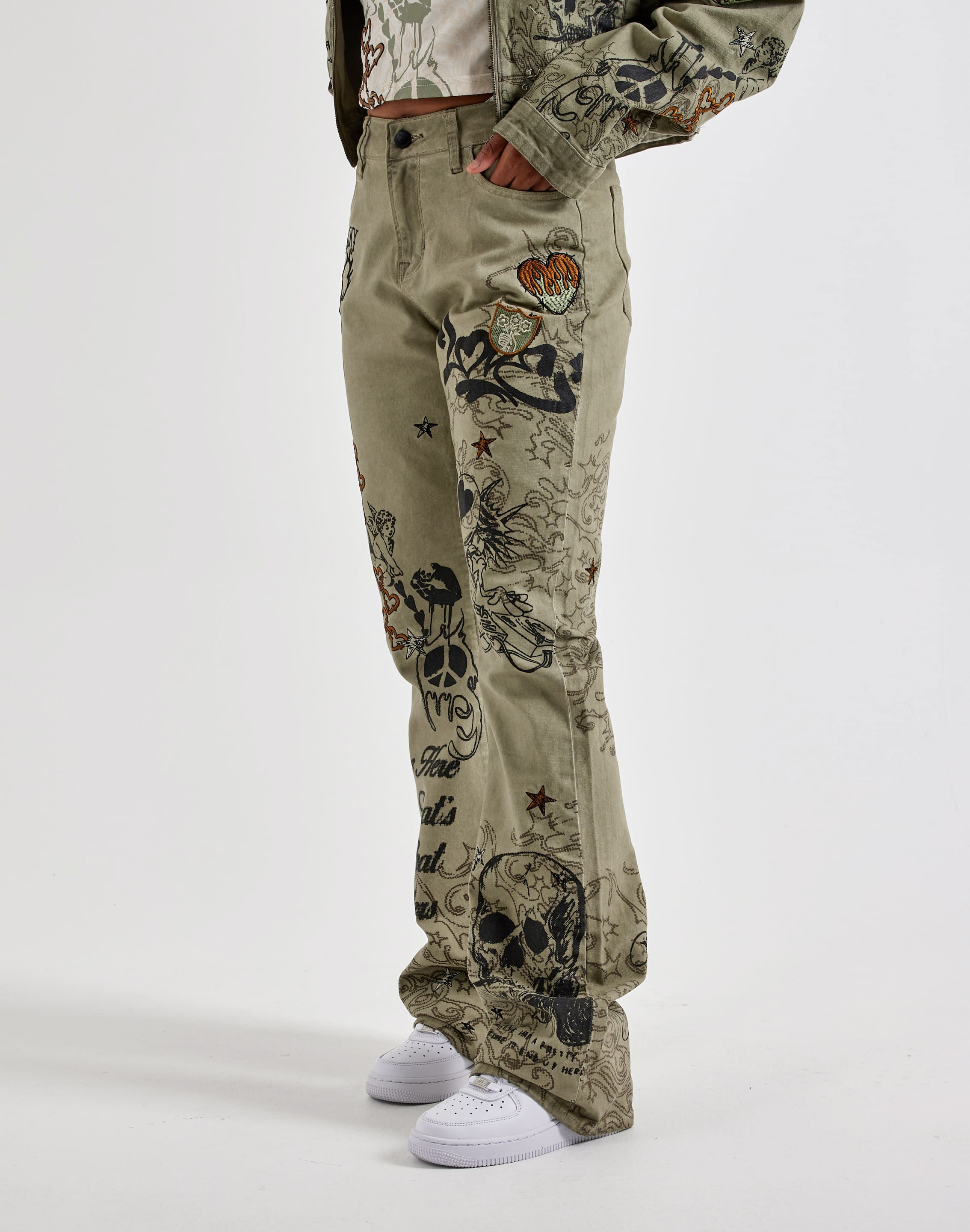 Photo of Smoke Rise Embroidered Printed Pants
