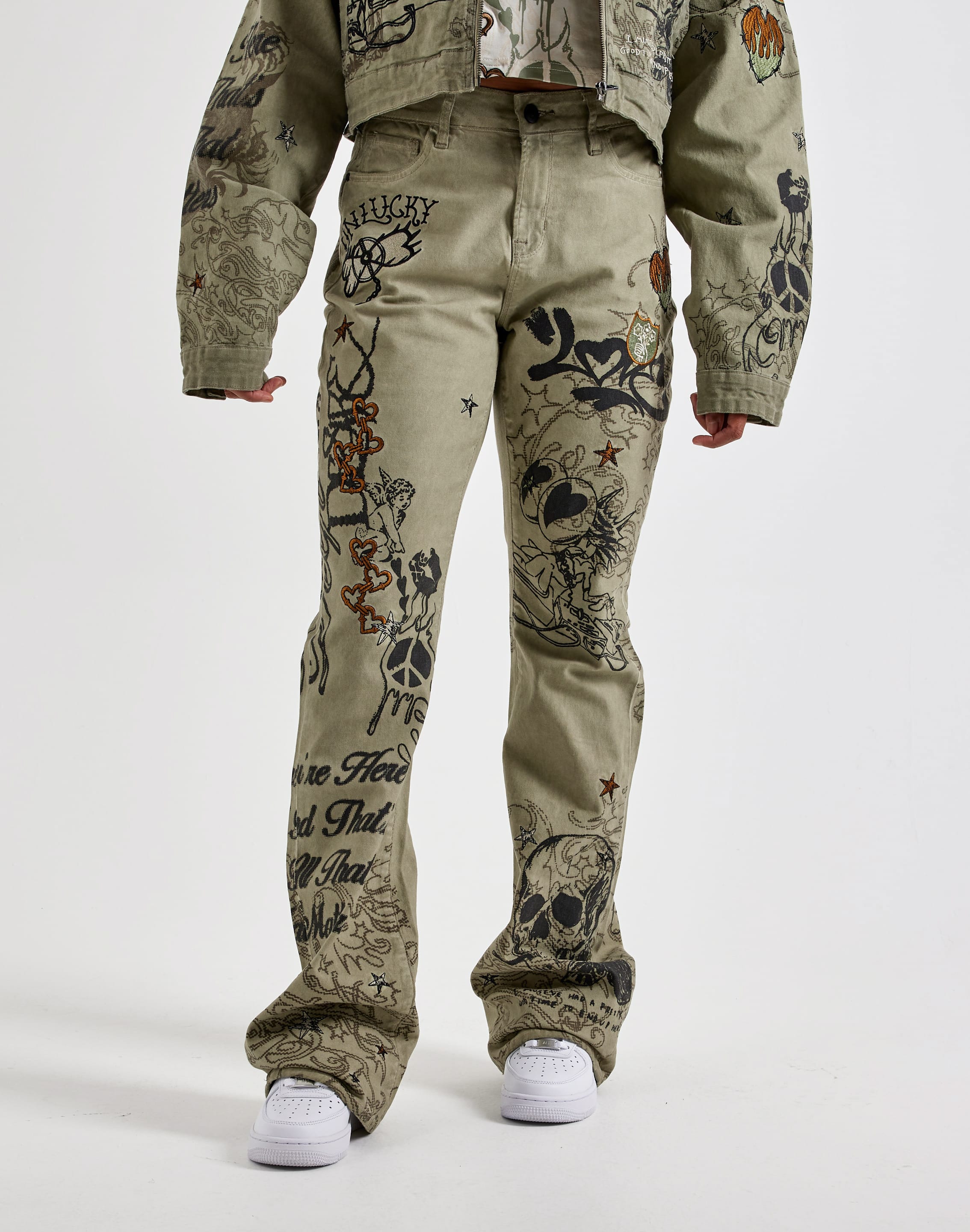Photo of Smoke Rise Embroidered Printed Pants