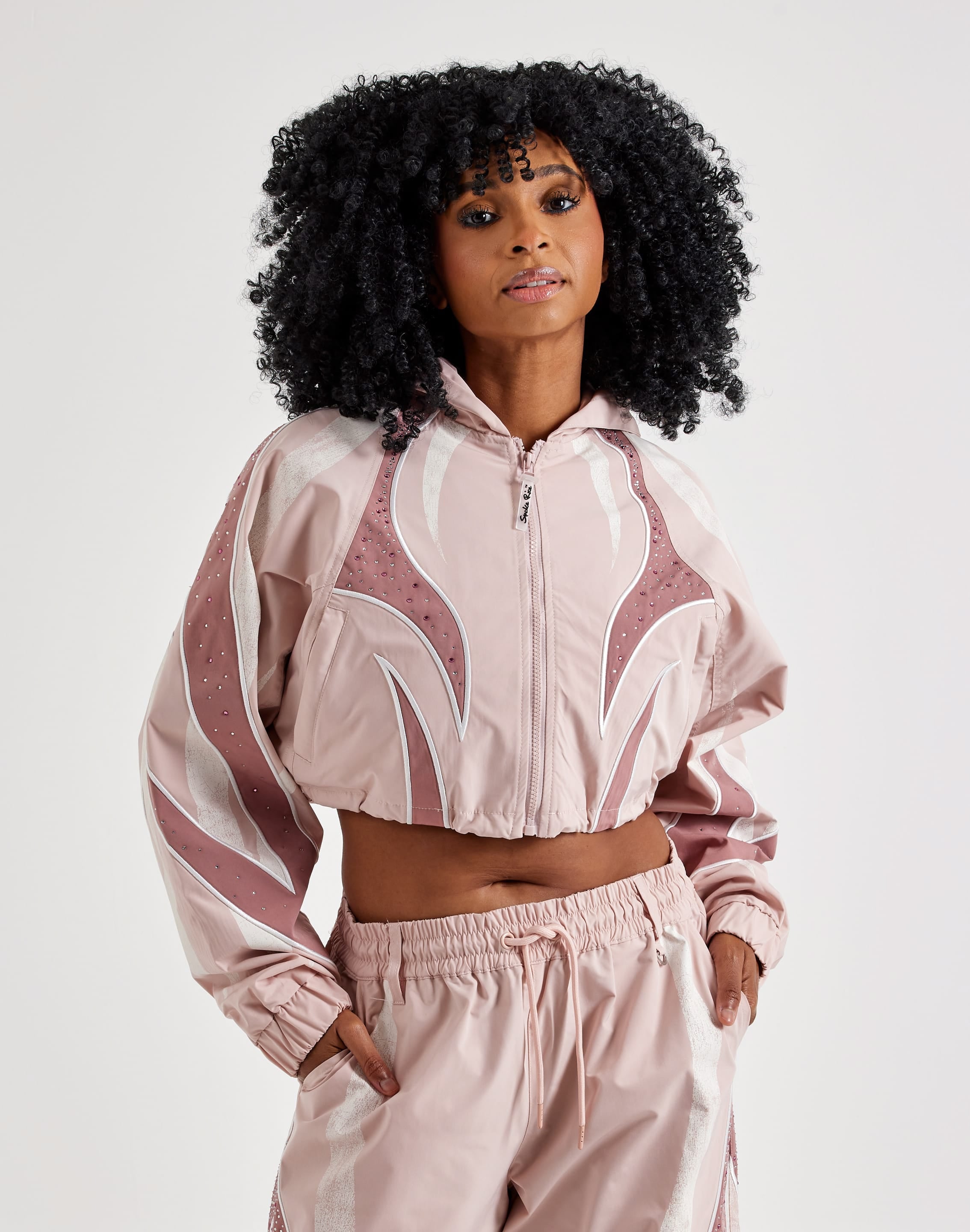 Photo of Smoke Rise Rhinestone Panel Windbreaker Jacket